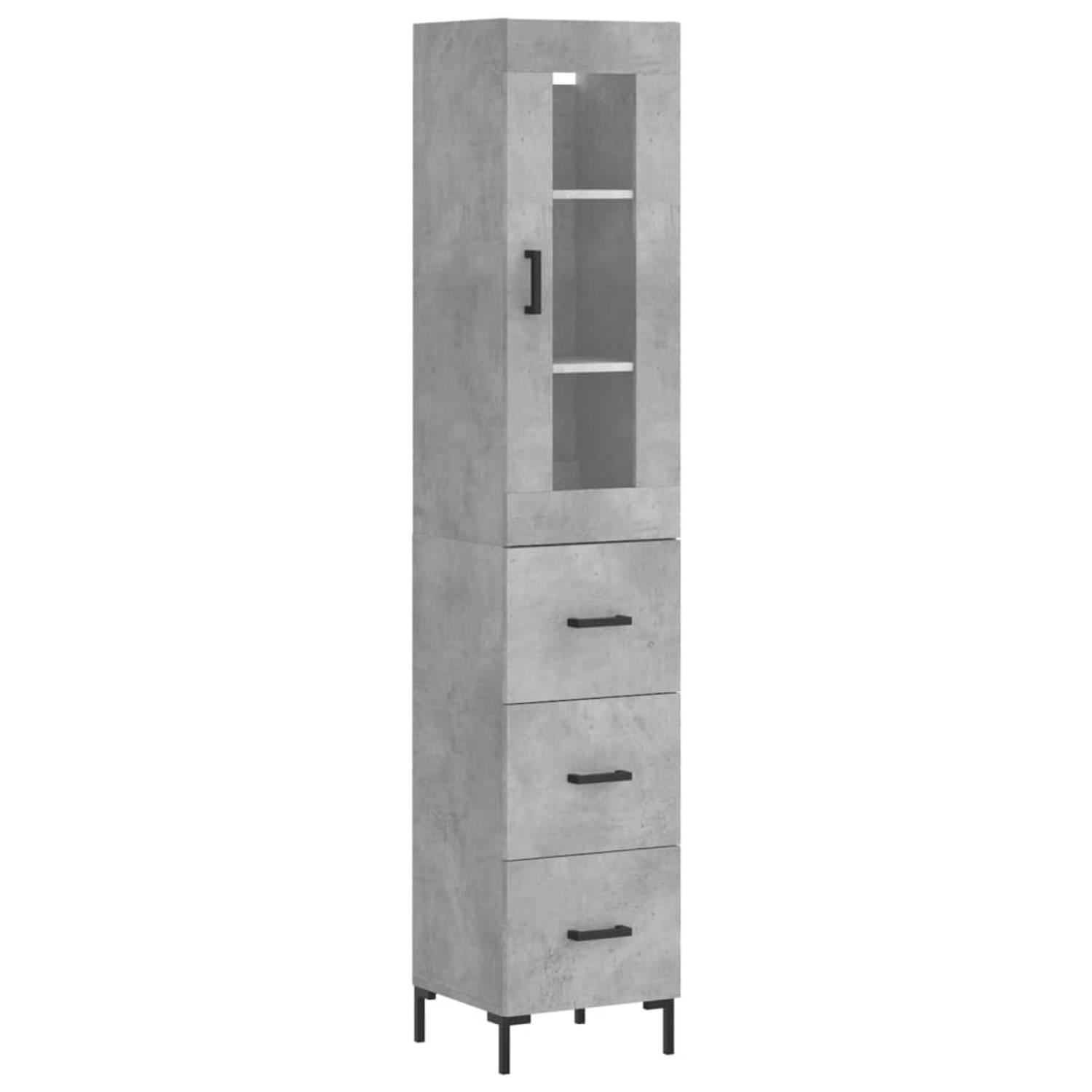 The Living Store Kast Hoge - 34.5 x 34 x 180 cm - Betongrijs