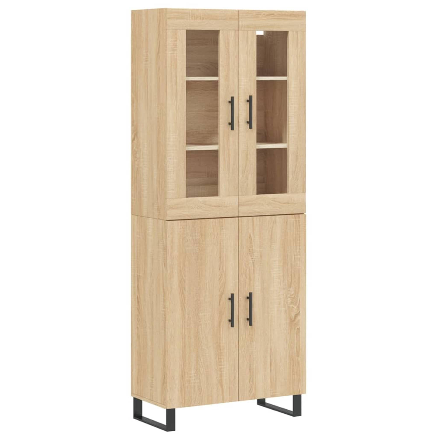 The Living Store-Hoge-kast-69-5x34x180-cm-bewerkt-hout-sonoma-eikenkleurig - Keukenkast