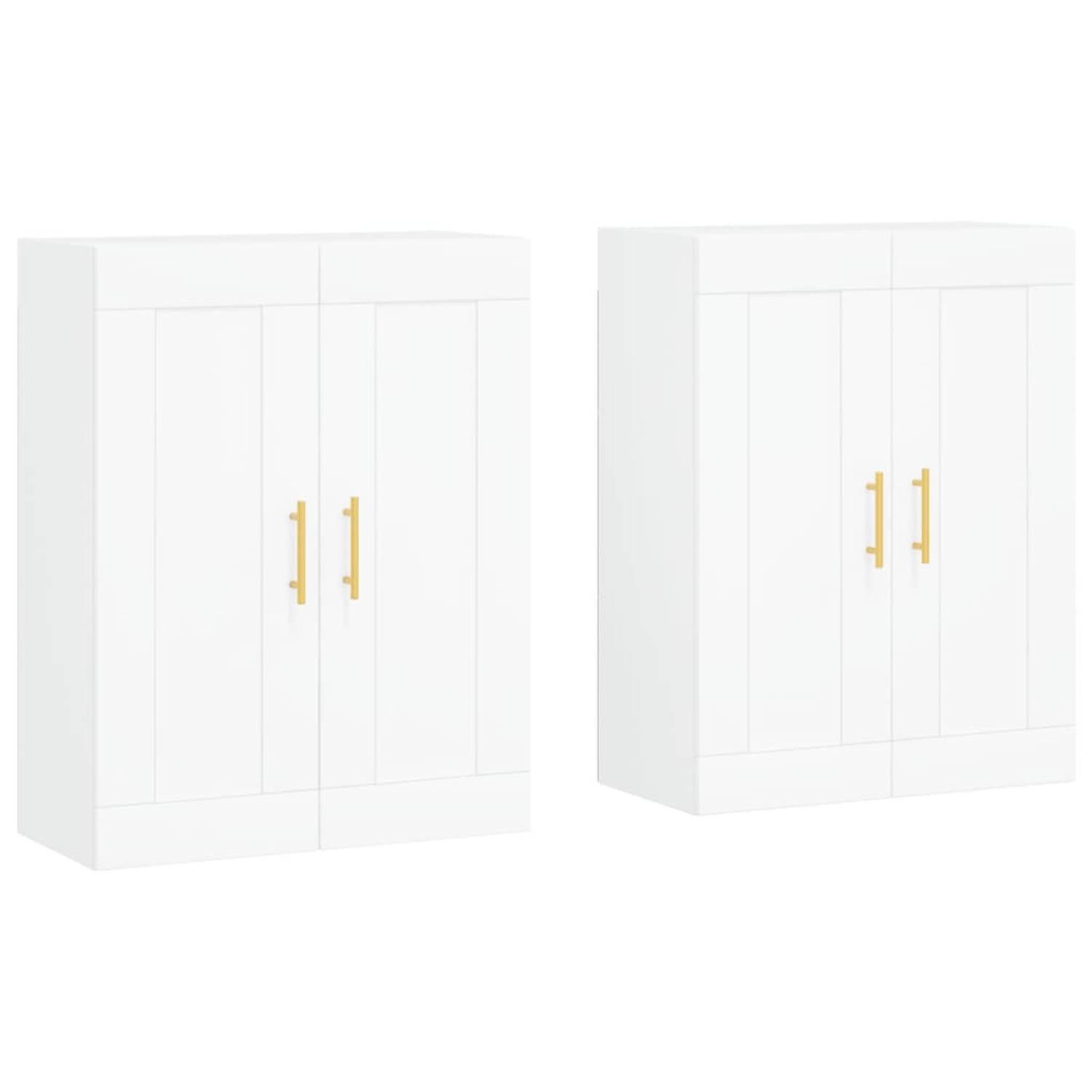 The Living Store Wandkast - Opbergkast - 69.5 x 34 x 90 cm - Wit Hout/IJzer