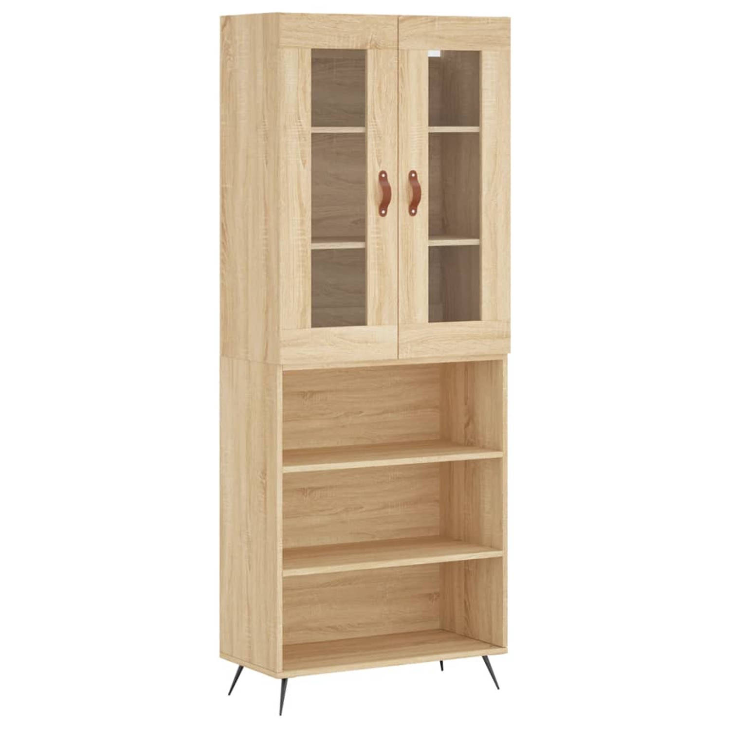 The Living Store Hoge kast - Bewerkt hout - Sonoma Eiken - 69.5 x 34 x 180 cm