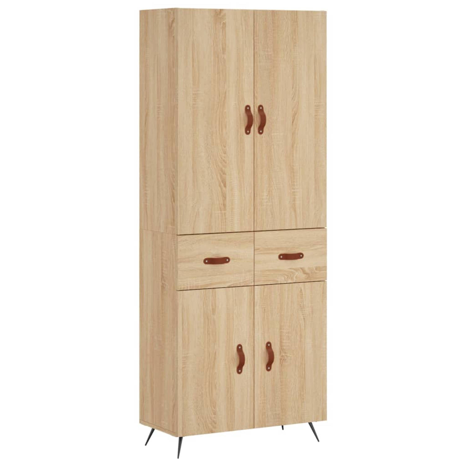 The Living Store Hoge kast - Sonoma eiken - 69.5 x 34 x 180 cm - Duurzaam hout - Voldoende opbergruimte