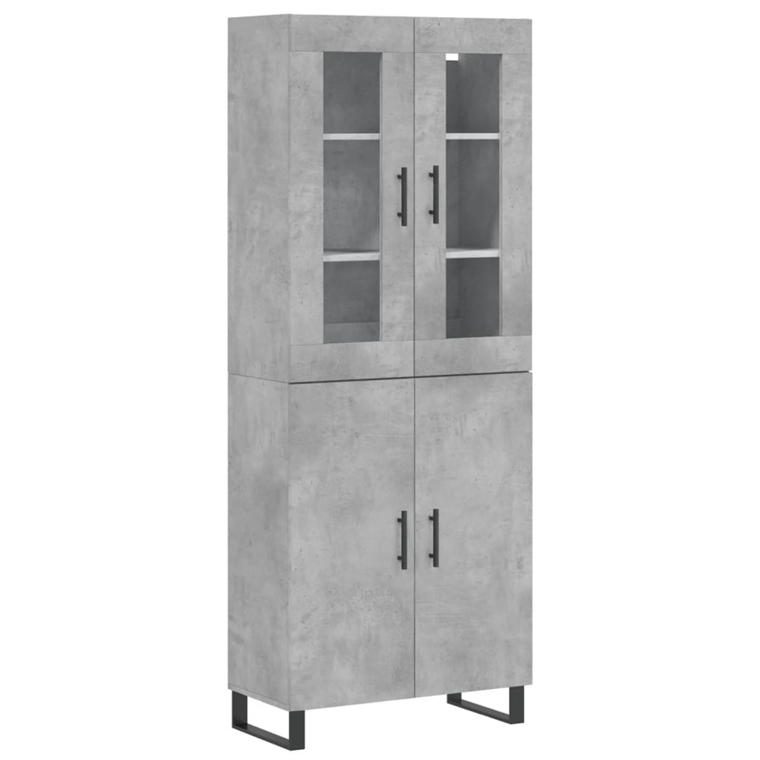 The Living Store Hoge Kast - Betongrijs - 69.5 x 34 x 180 cm - Duurzaam materiaal