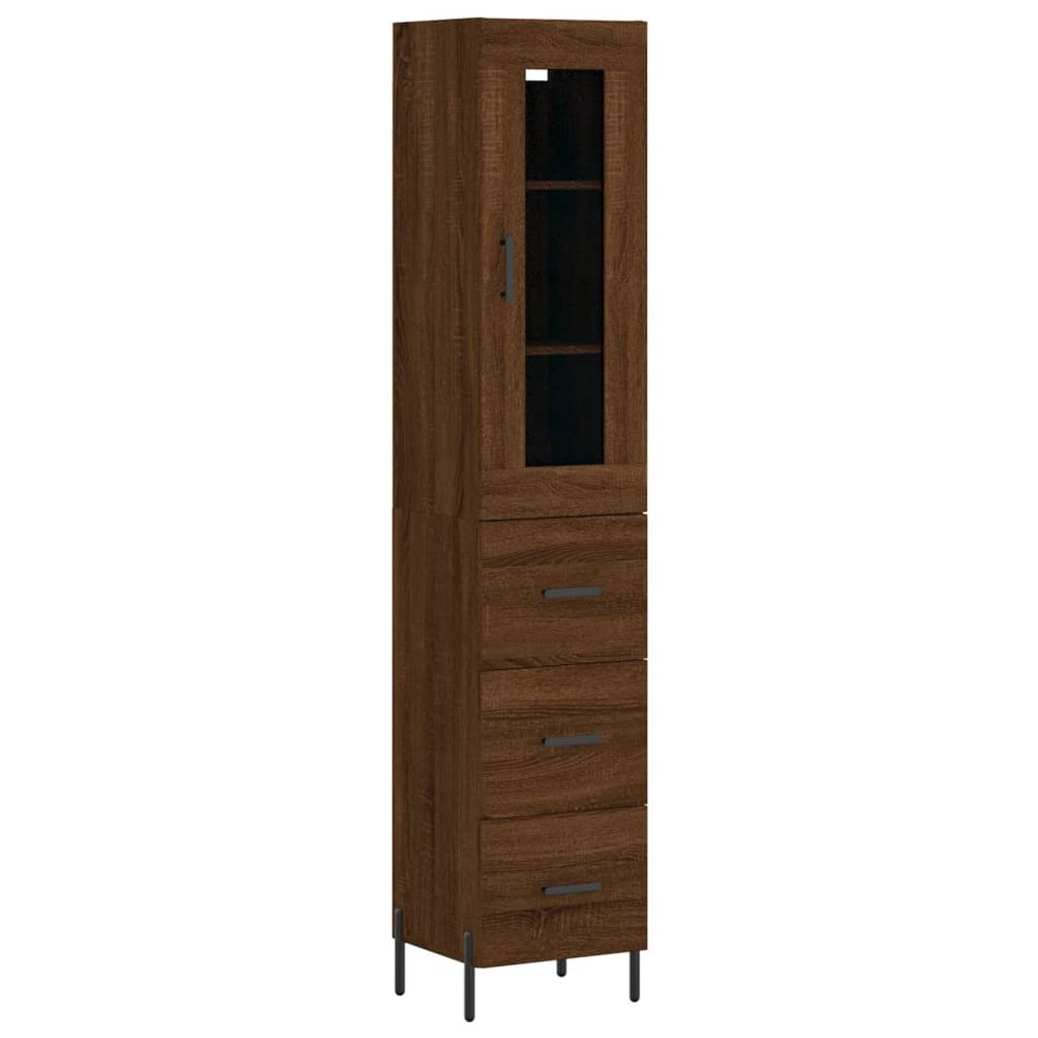 The Living Store Hoge Kast - Bruineiken - Bewerkt Hout - 180 cm (B x D x H) - Duurzaam en Stijlvol