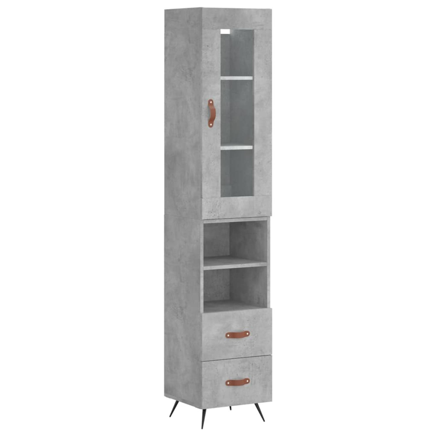 The Living Store Hoge Kast Betongrijs - 34.5 x 34 x 180 cm - Duurzaam materiaal