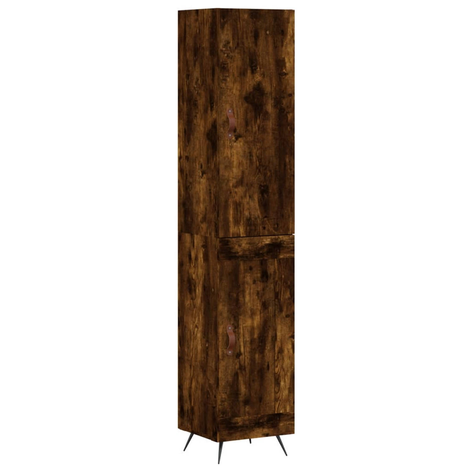 The Living Store-Hoge-kast-34-5x34x180-cm-bewerkt-hout-gerookt-eikenkleurig - Keukenkast