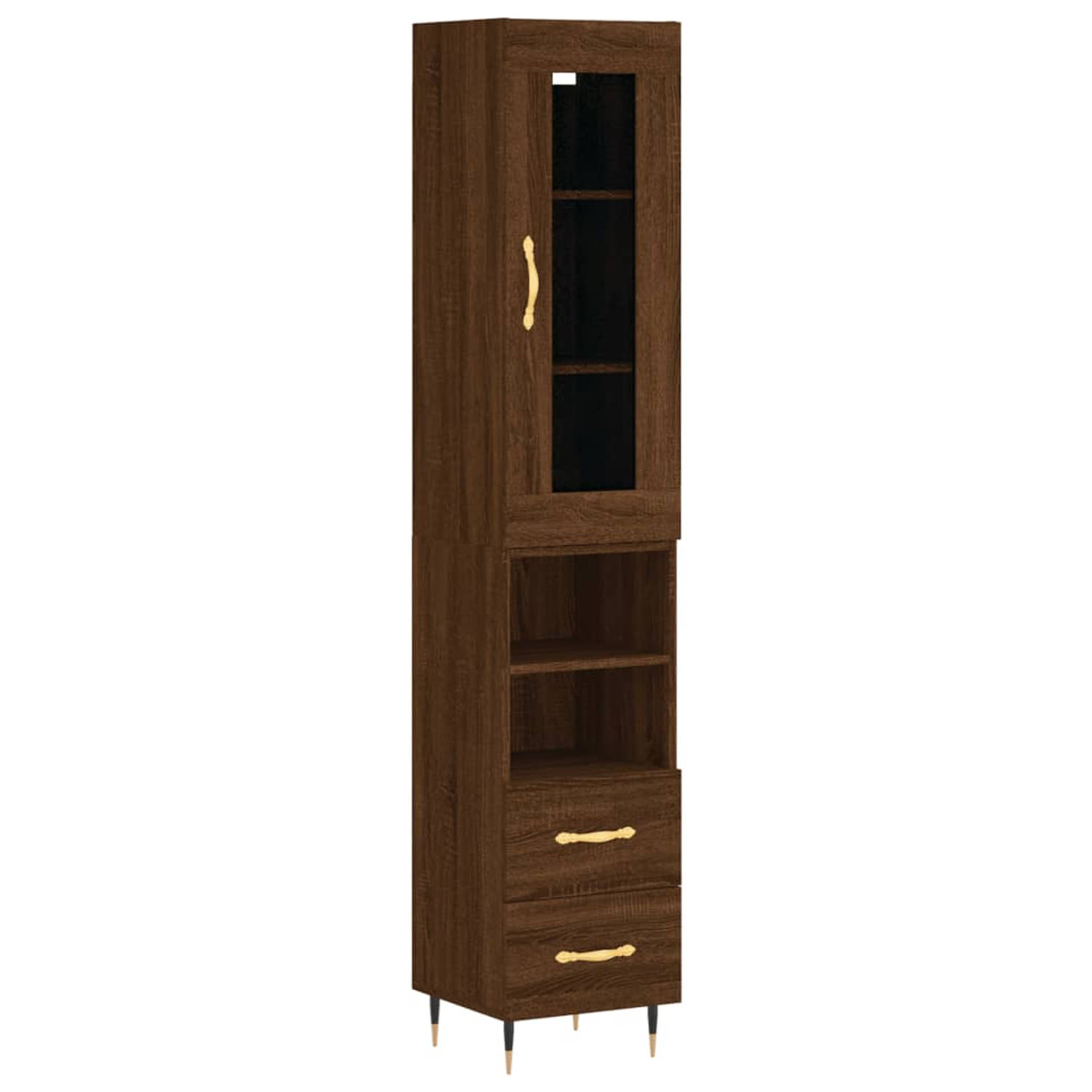 The Living Store Hoge Kast - Bruineiken - 34.5 x 34 x 180 cm - Duurzaam Materiaal