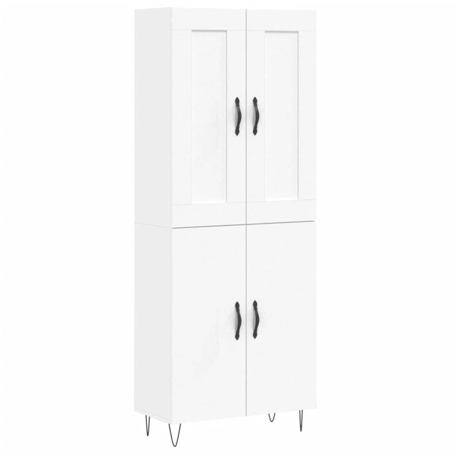 The Living Store Hoge Kast - Wit - 69.5 x 34 x 180 cm - Duurzaam materiaal