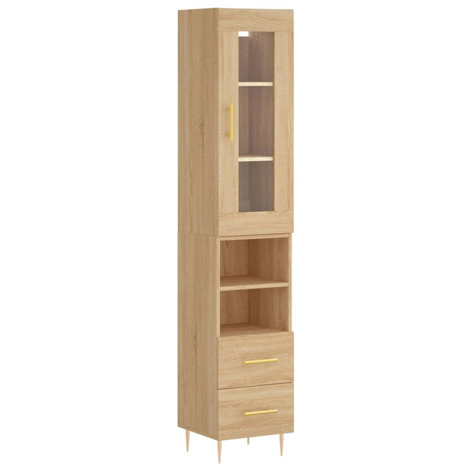 The Living Store Hoge Kast - Sonoma Eiken - 34.5 x 34 x 180 cm - Duurzaam Materiaal