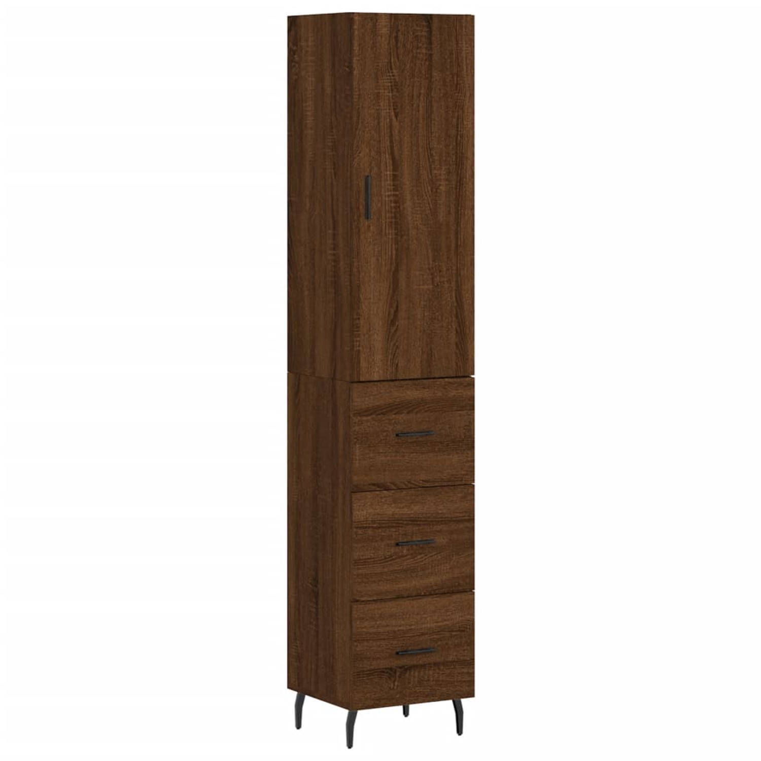 The Living Store Hoge kast - 34.5 x 34 x 180 cm - bruineiken