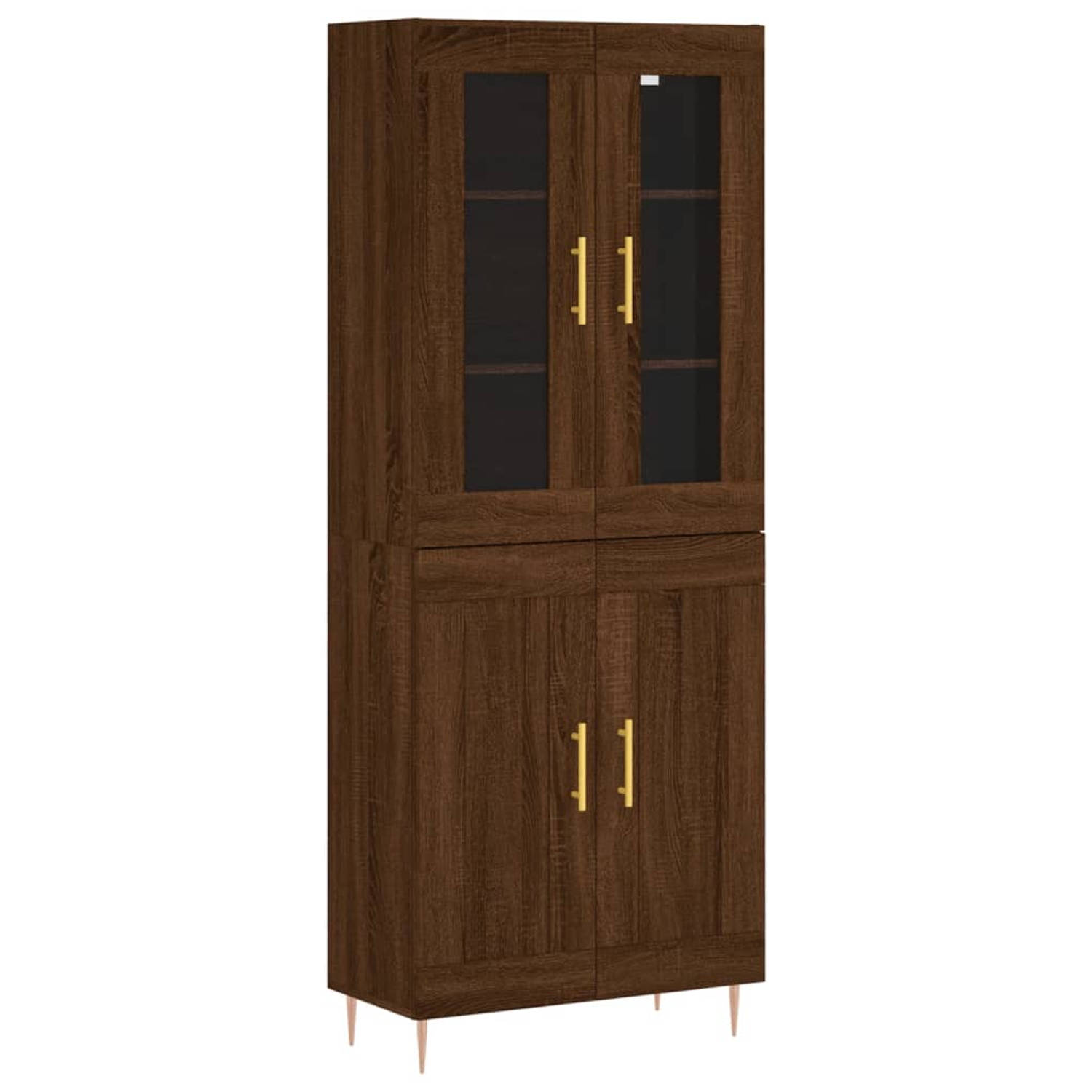 The Living Store Hoge kast 69-5x34x180 cm bewerkt hout bruineikenkleurig - Keukenkast