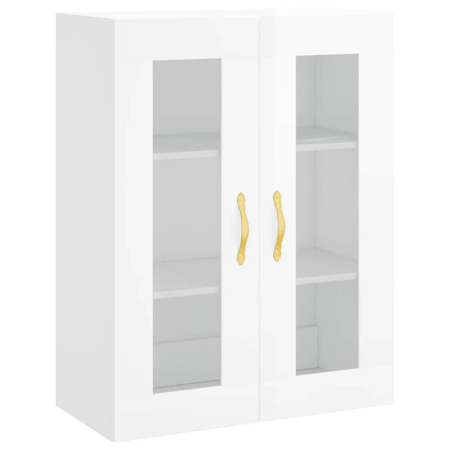 The Living Store Hangkast 69-5x34x90 cm hoogglans wit - Keukenkast