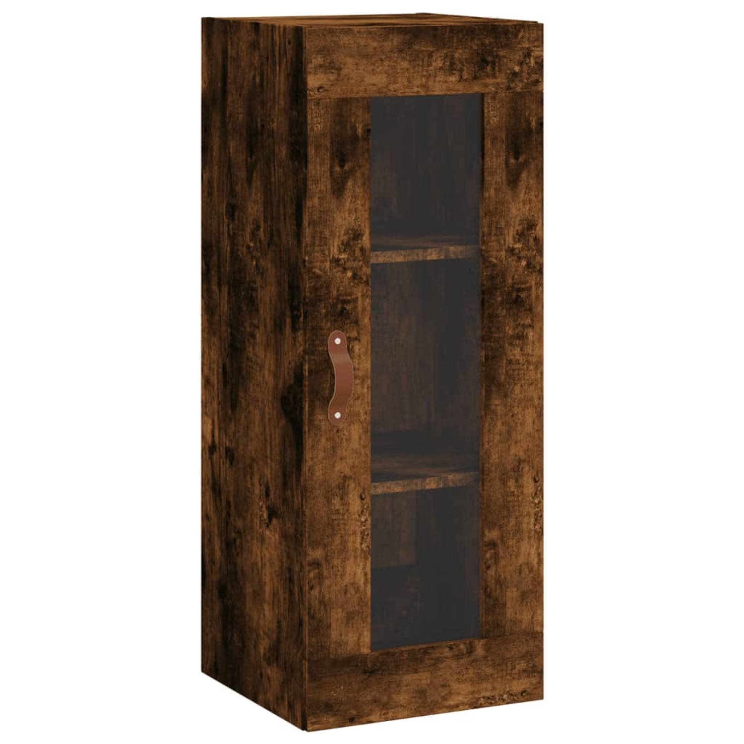 The Living Store Hangkast Gerookt Eiken - Wandgemonteerd - 34.5 x 34 x 90cm