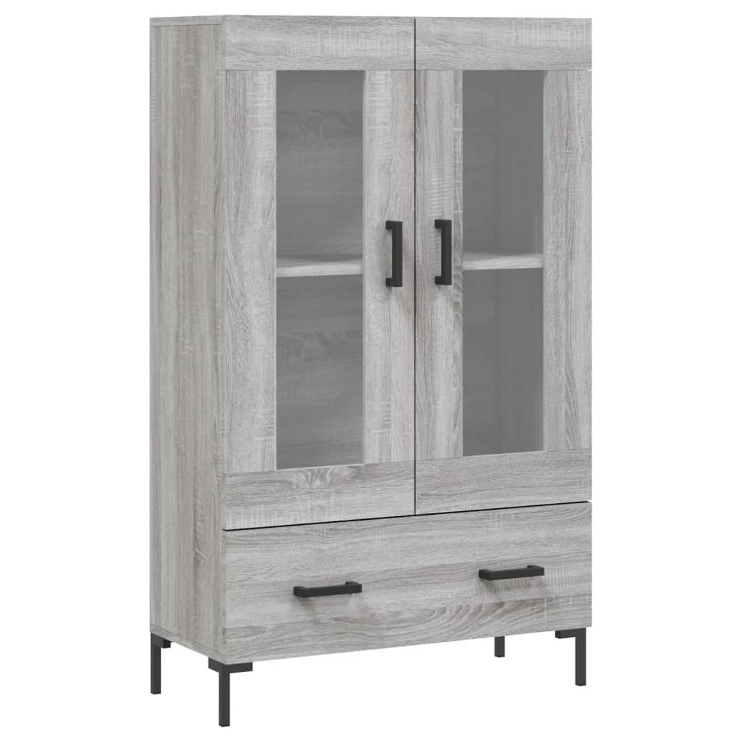 The Living Store Hoge kast - Buffetkast - 69.5 x 31 x 115 cm - Grijs Sonoma Eiken - Duurzaam materiaal