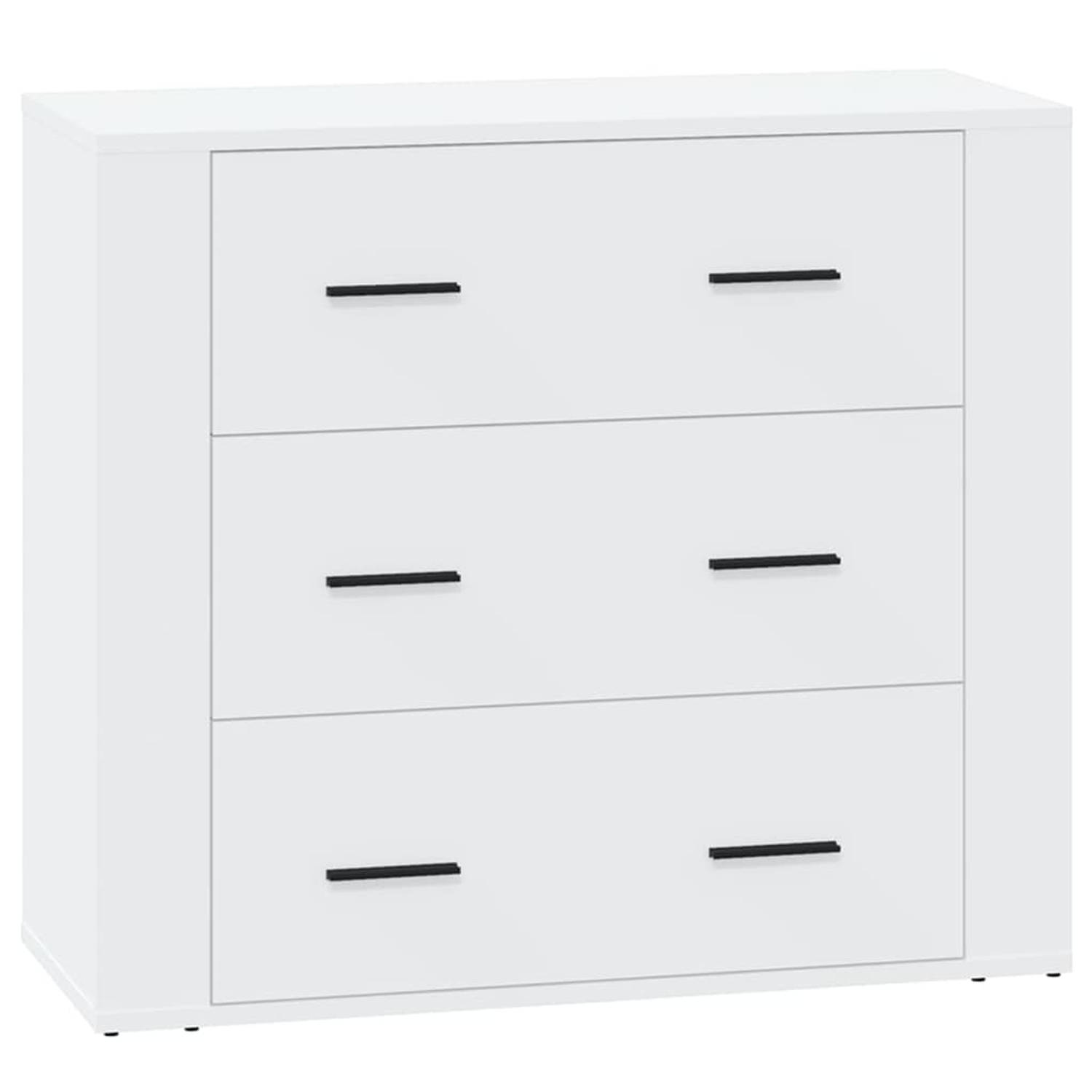 The Living Store Dressoir 80x33x70 cm bewerkt hout hoogglans wit - Keukenkast