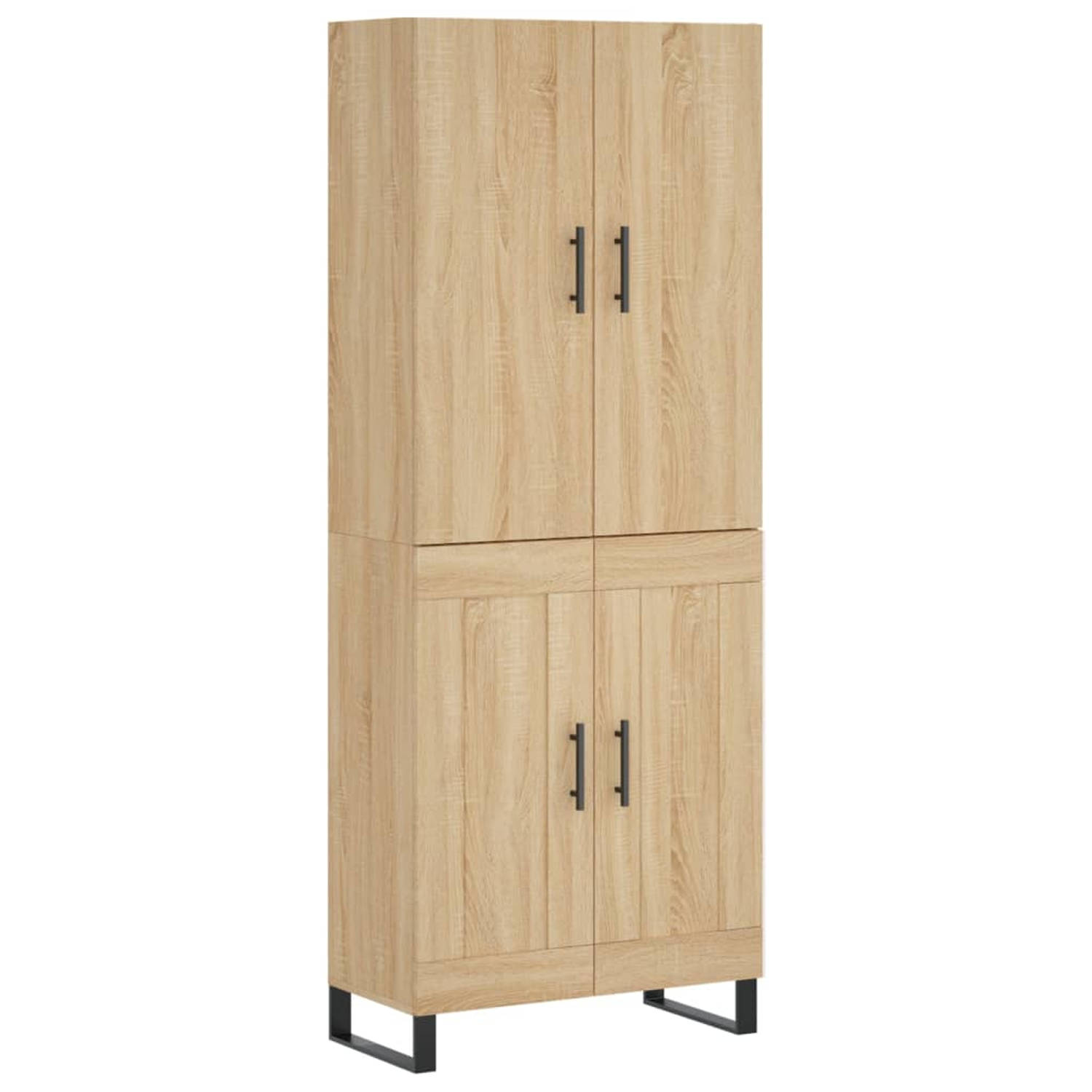 The Living Store Hoge Kast - Sonoma Eiken - Bewerkt Hout - 69.5 x 34 x 180 cm