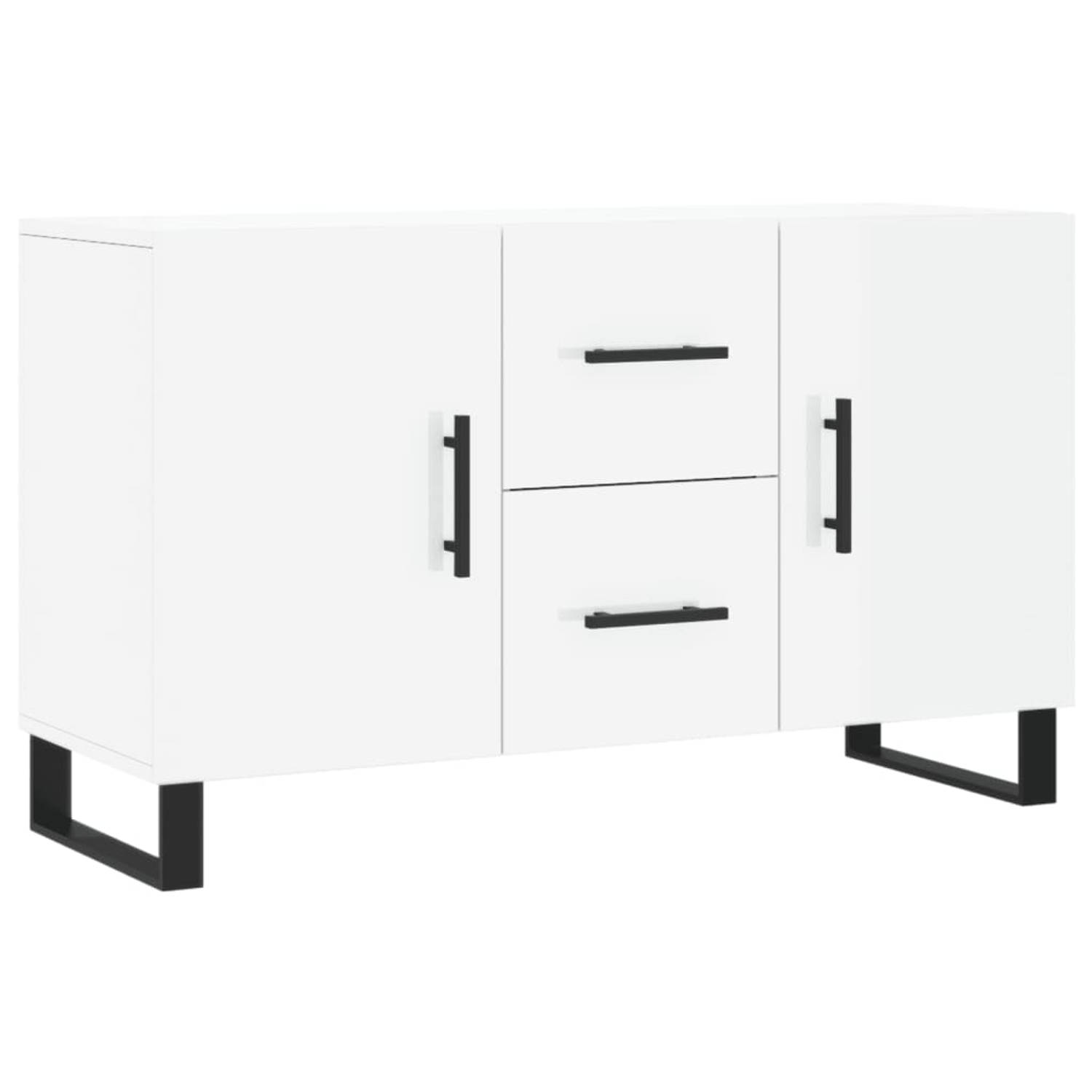 The Living Store Dressoir Modern Hoogglans Wit 100 x 36 x 60 cm Duurzaam Hout en Metaal