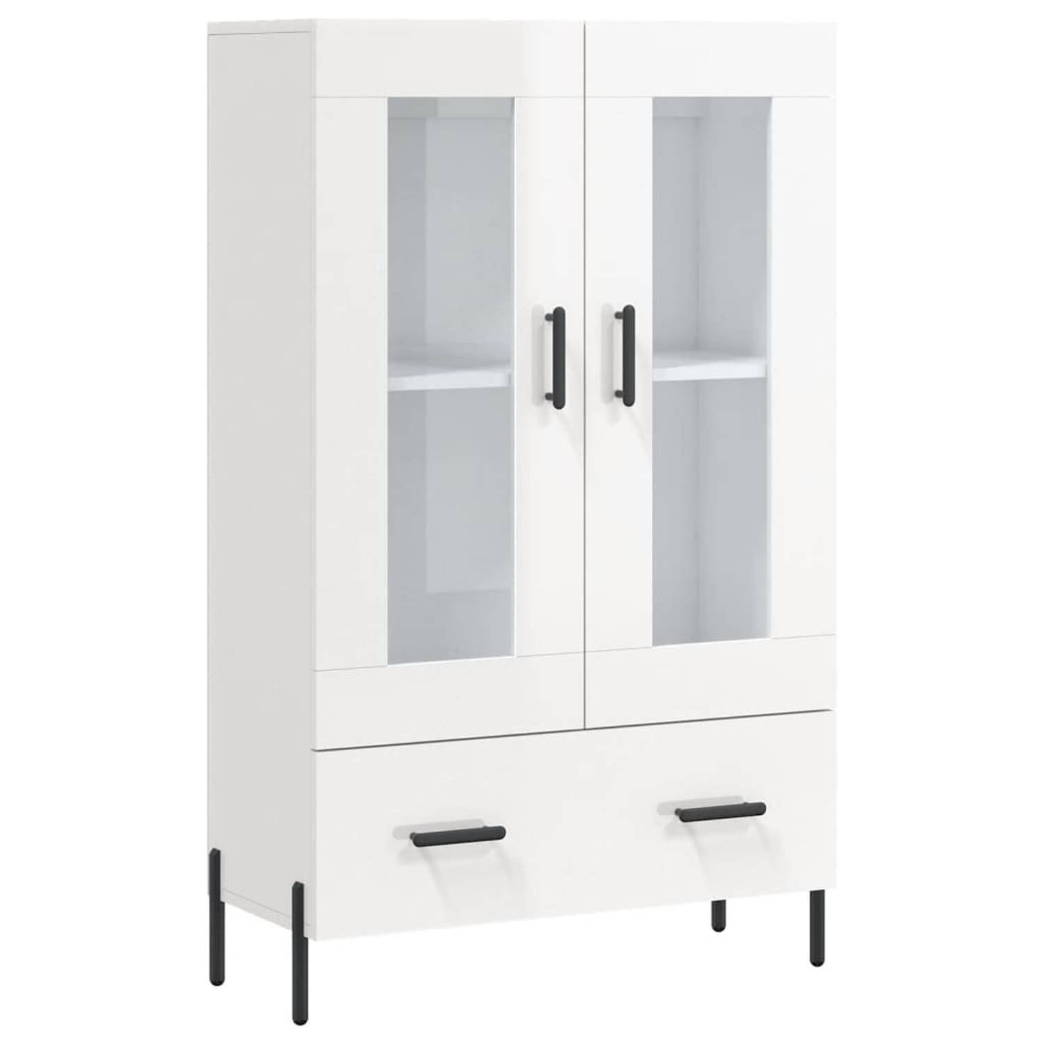 The Living Store Hoge Kast - Buffetkast - 69.5 x 31 x 115 cm - Hoogglans Wit