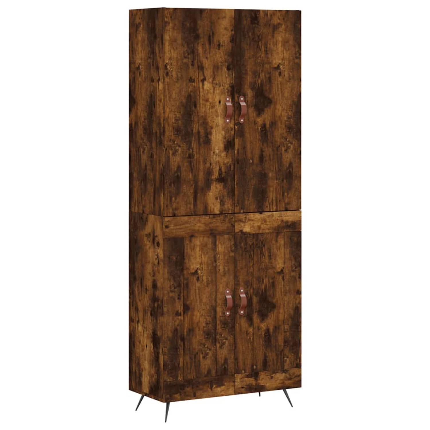 The Living Store Hoge Kast - Gerookt eiken - 69.5 x 34 x 180 cm - Duurzaam hout - Voldoende opbergruimte