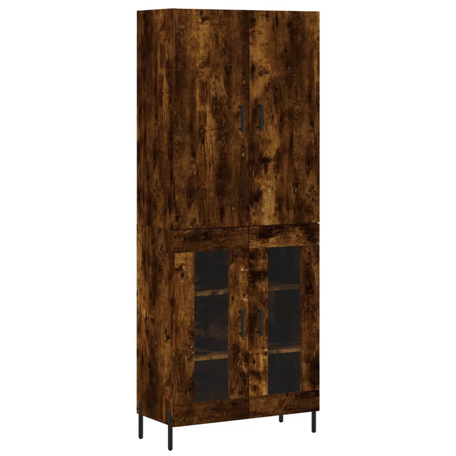 The Living Store Hoge kast 69-5x34x180 cm bewerkt hout gerookt eikenkleurig - Keukenkast