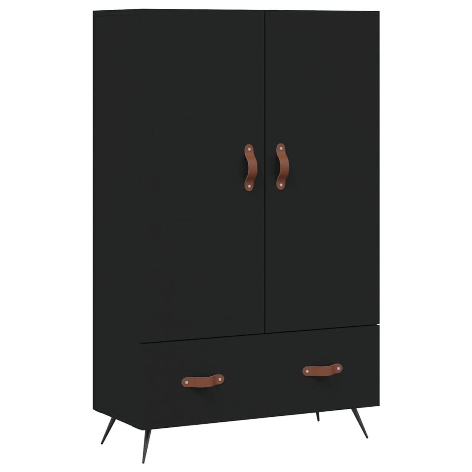 The Living Store Buffetkast - Hoge kast - Zwart - 69.5 x 31 x 115 cm - Duurzaam materiaal