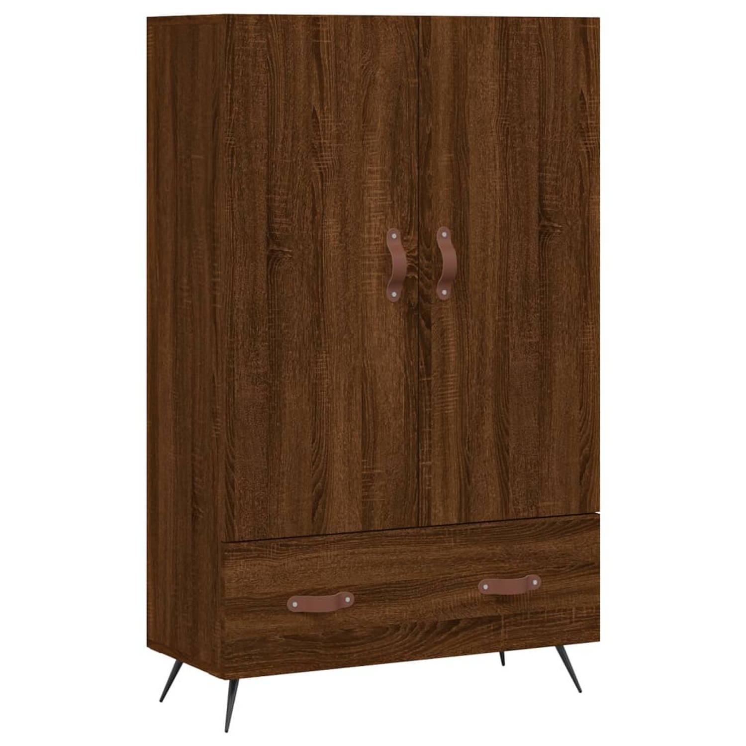 The Living Store Buffetkast - Hoge kast - 69.5 x 31 x 115 cm - Bruineiken