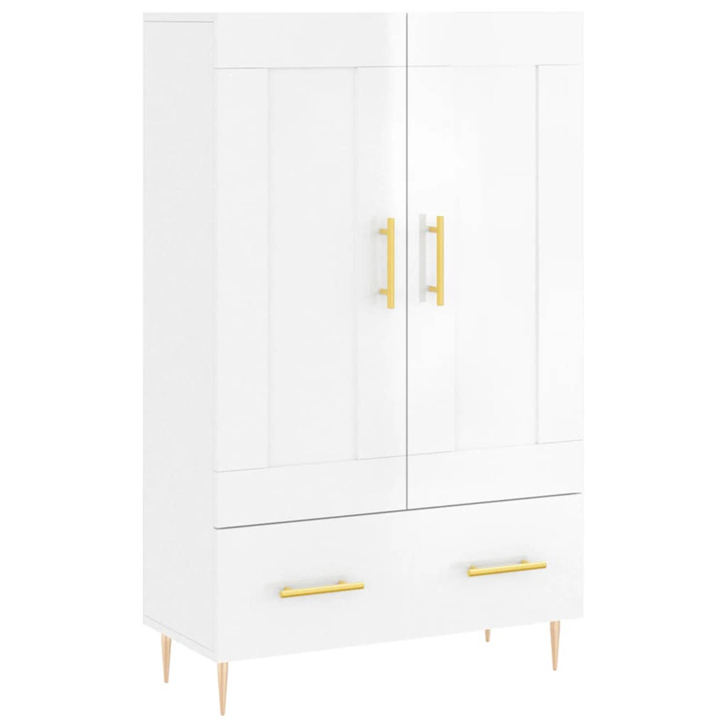 The Living Store Hoge Kast - 69.5 x 31 x 115 cm - Hoogglans Wit