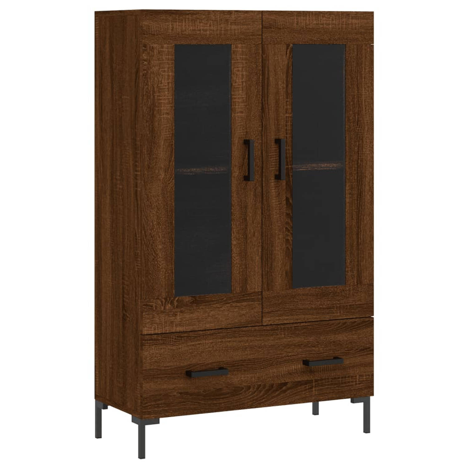 The Living Store Hoge kast 69-5x31x115 cm bewerkt hout bruineikenkleurig - Keukenkast