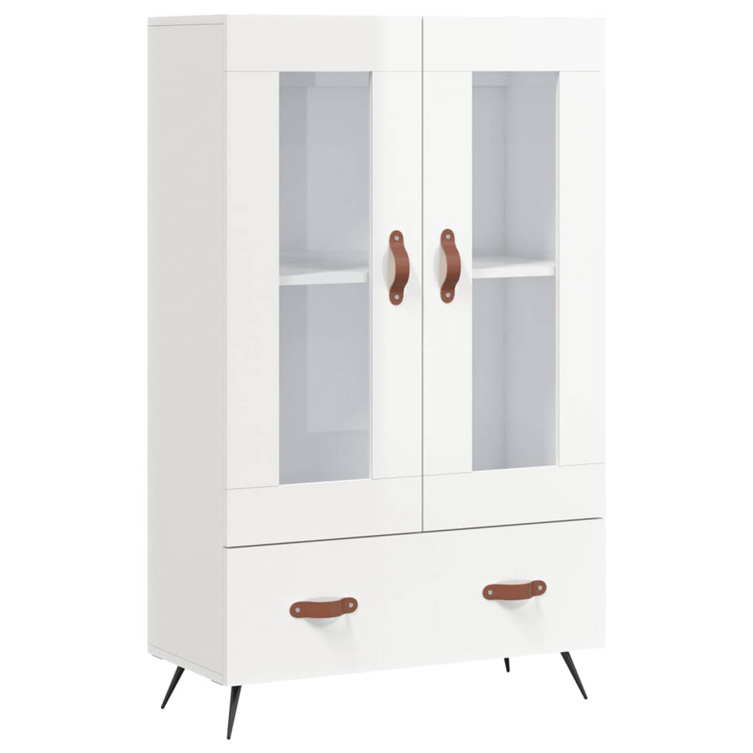 The Living Store Hoge kast 69-5x31x115 cm bewerkt hout hoogglans wit - Keukenkast