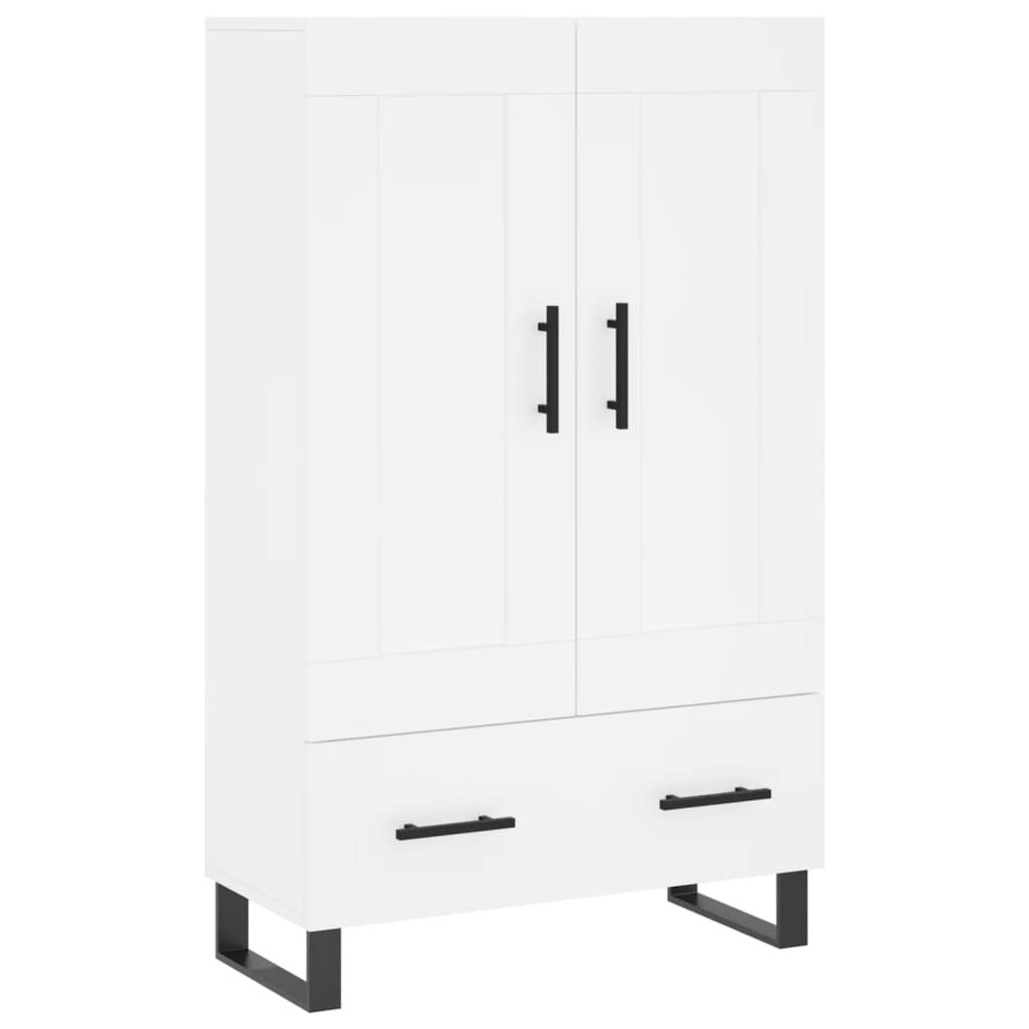 The Living Store hoge kast - wit - 69.5 x 31 x 115 cm - bewerkt hout en metaal