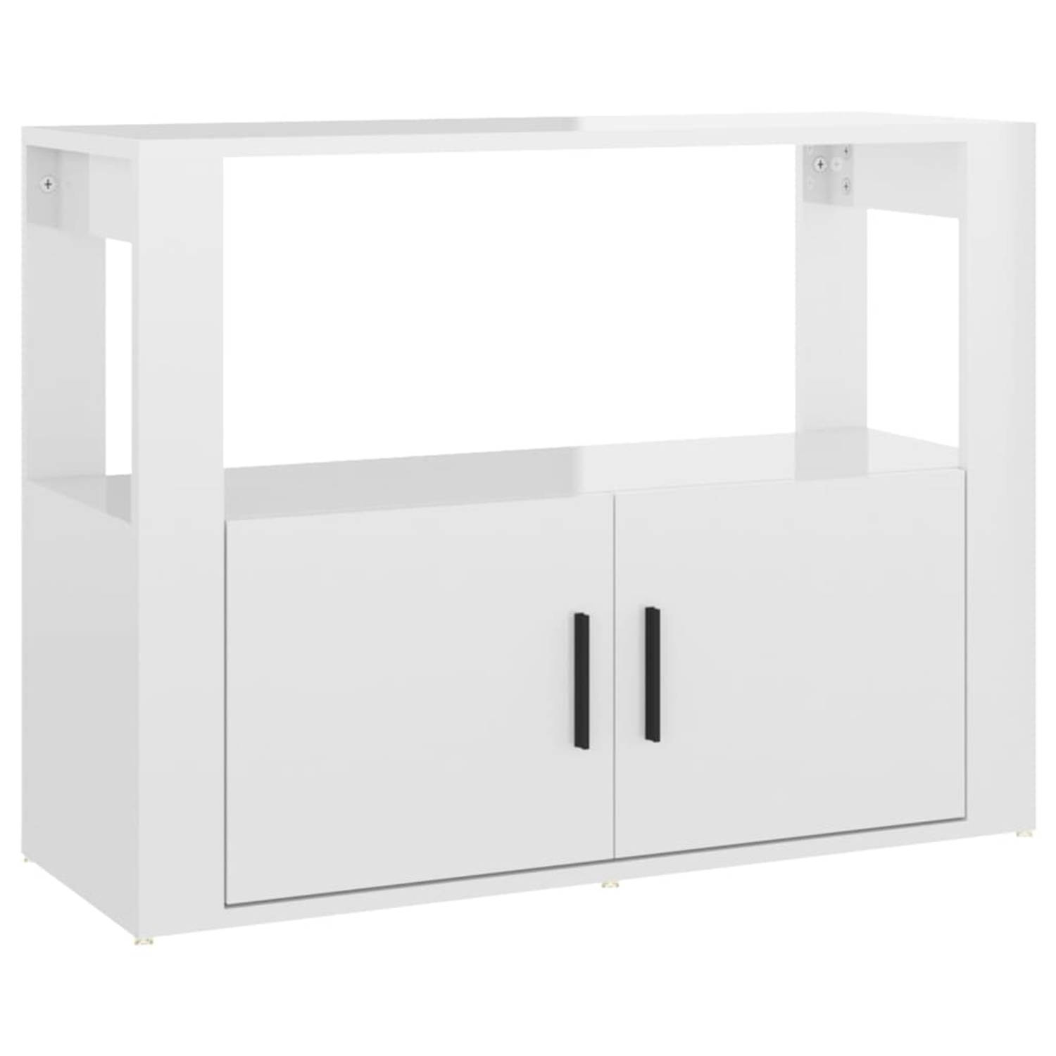 The Living Store Dressoir Meubel - 80 x 30 x 60 cm - Hoogglans Wit