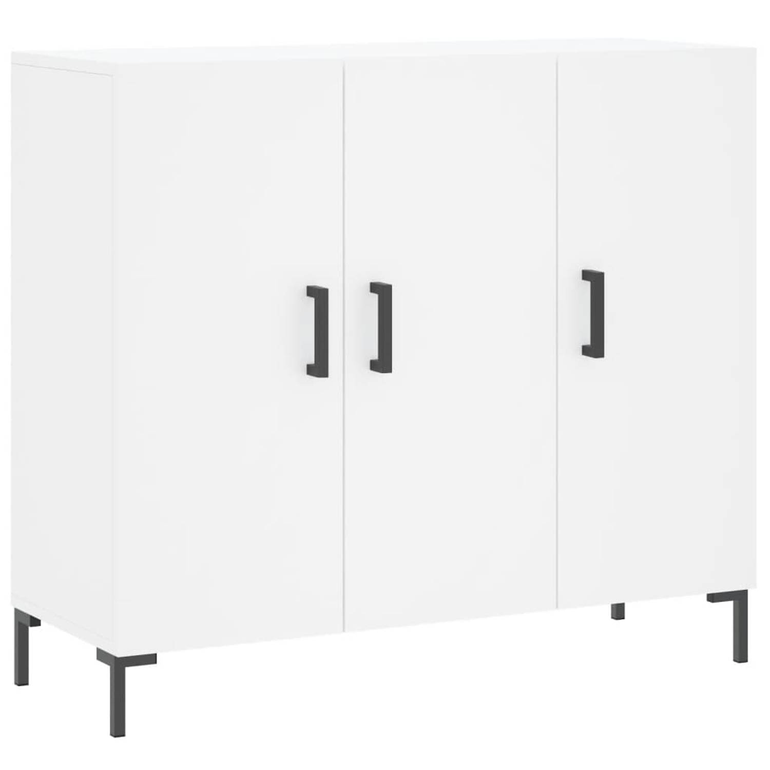 The Living Store Dressoir - Modern - Dressoir - 90 x 34 x 80 cm - Wit hout/metaal