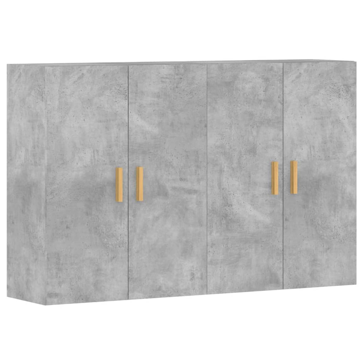 The Living Store Wandmeubel Betongrijs - Praktische en decoratieve wandkasten - Opbergruimte- 69.5 x 34 x 90 cm - Stevig bewerkt hout - Montage vereist