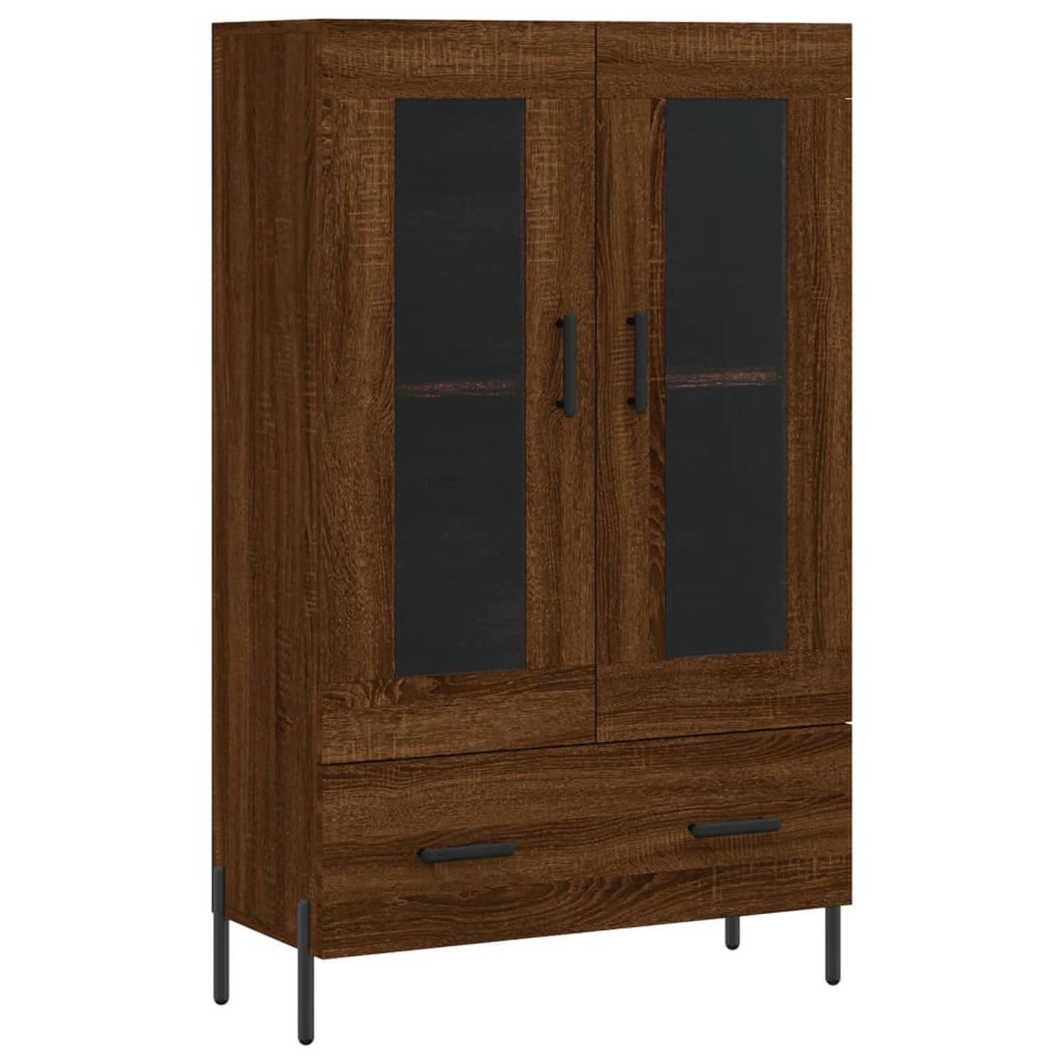 The Living Store Buffetkast - Hoge kast - 69.5 x 31 x 115 cm - Bruineiken