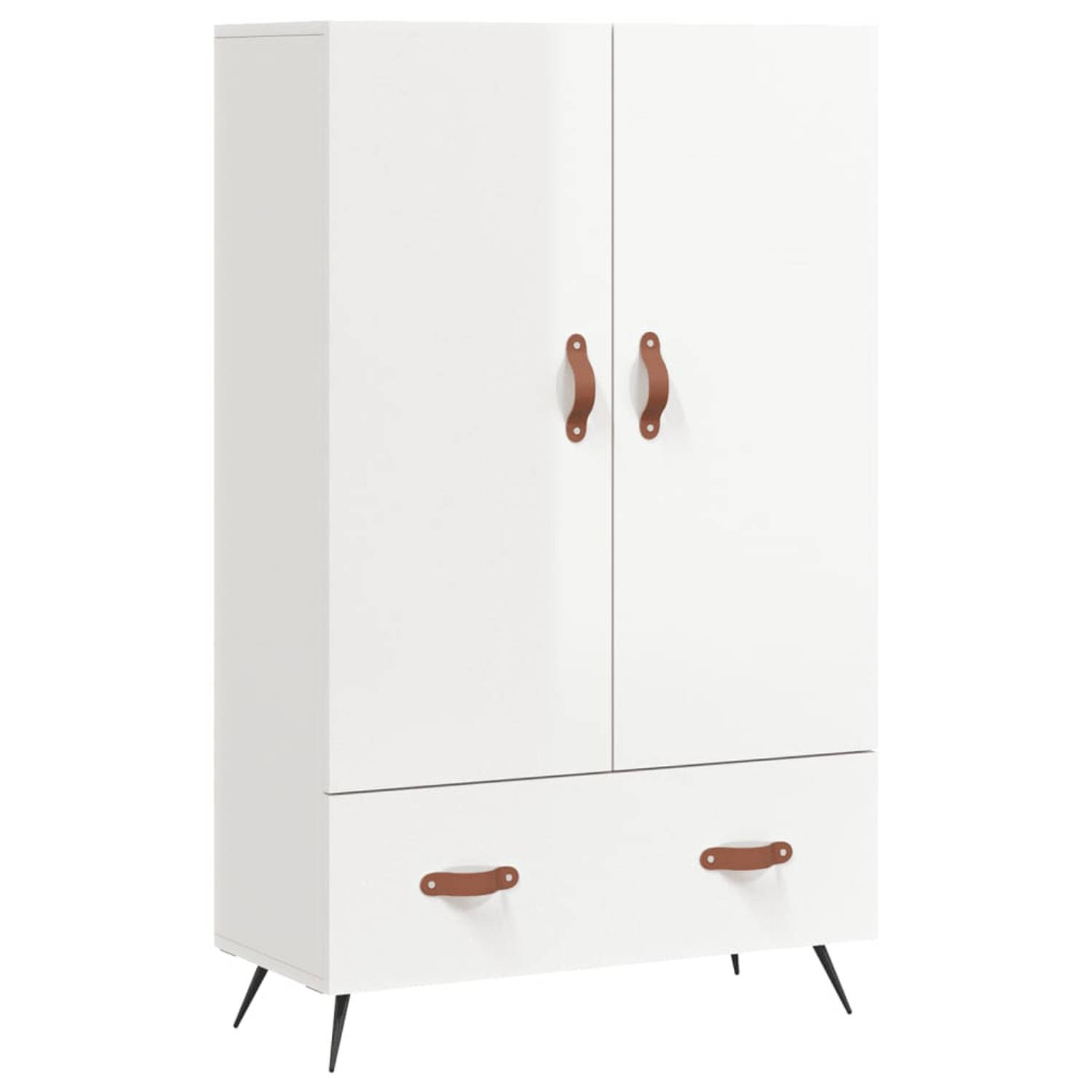 The Living Store Hoge Kast - Buffetkast - 69.5 x 31 x 115 cm - Hoogglans Wit