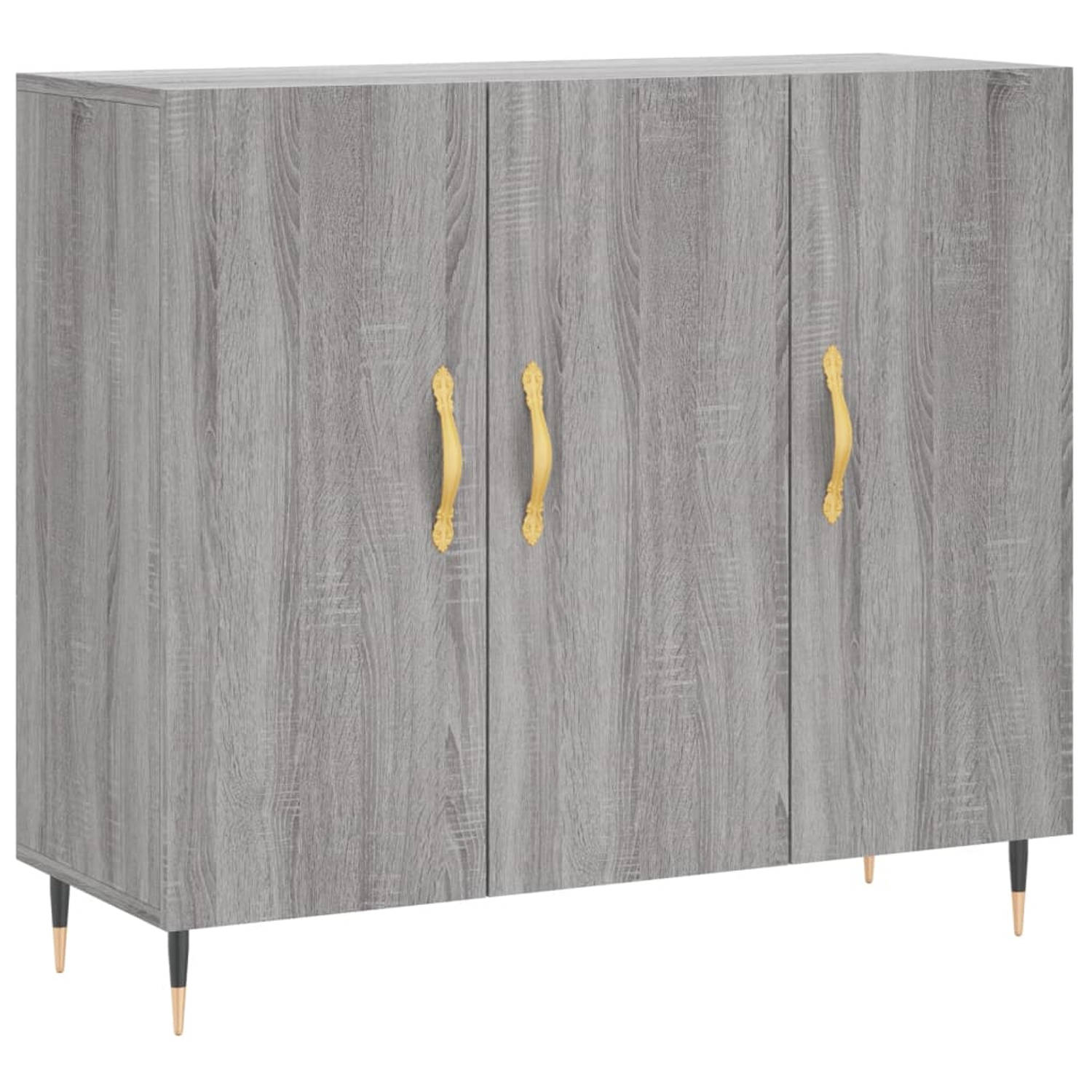 The Living Store Dressoir - - Dressoir - Afmetingen- 90 x 34 x 80 cm - Kleur- grijs sonoma eiken