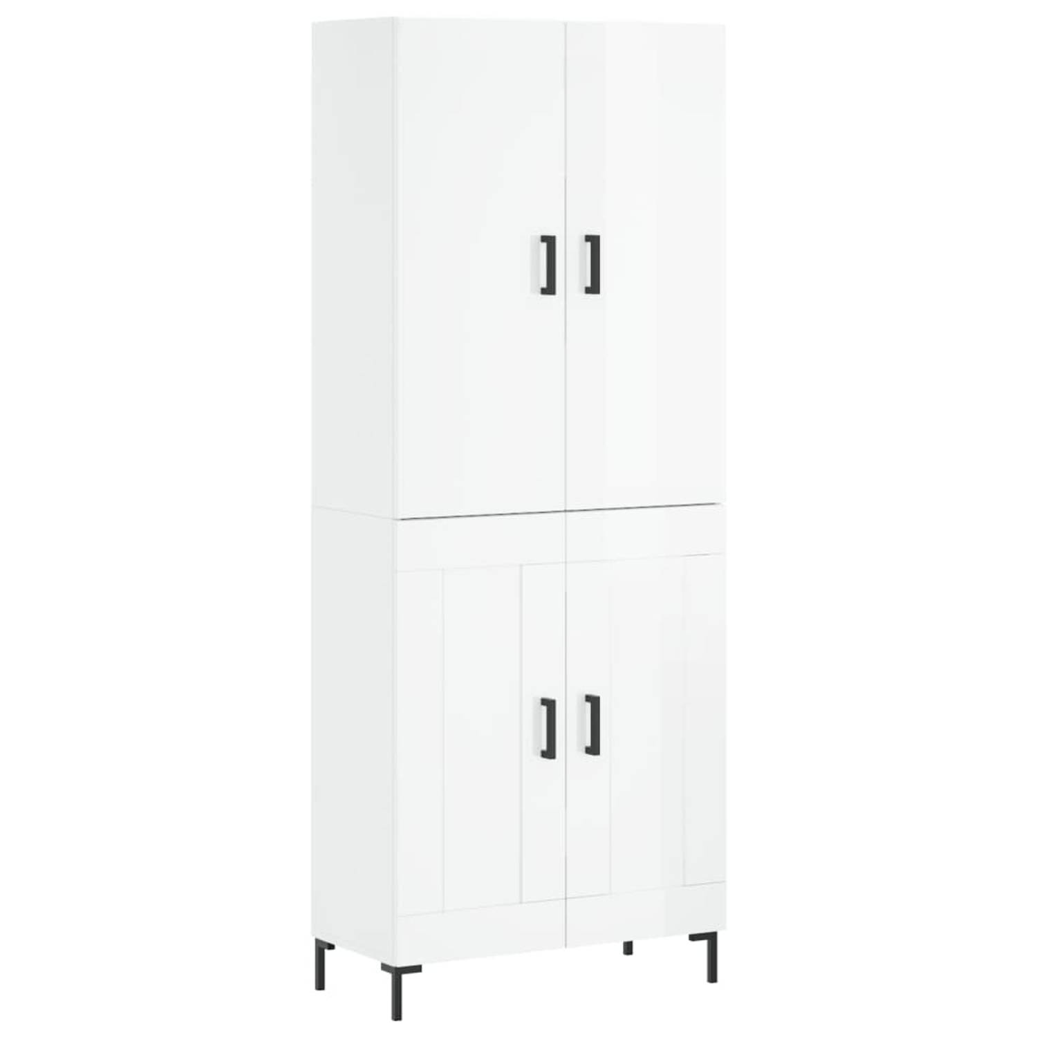 The Living Store Hoge kast - 69.5 x 34 x 180 cm - Hoogglans wit