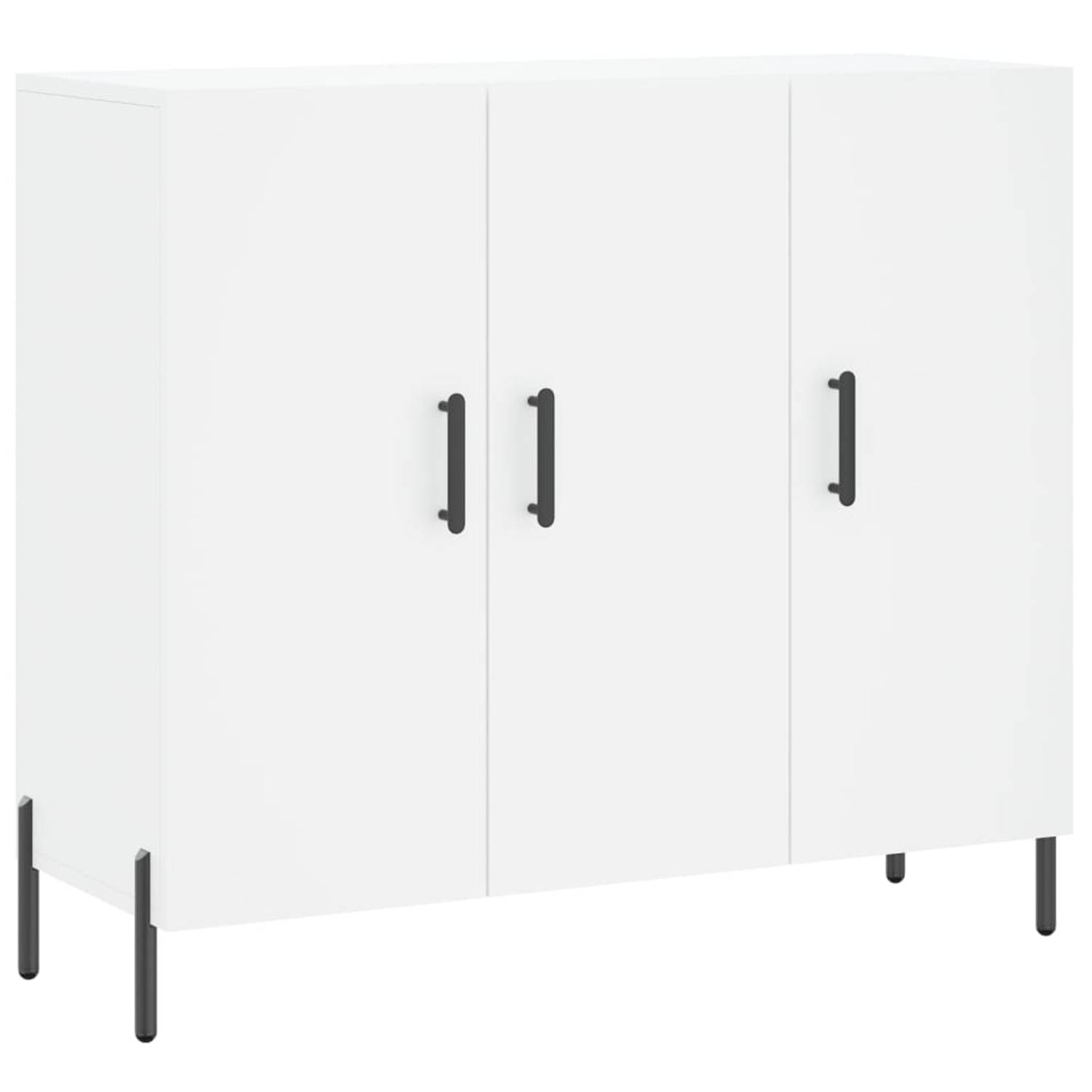 The Living Store Dressoir Modern - Wit - 90 x 34 x 80 cm - Duurzaam hout/metaal