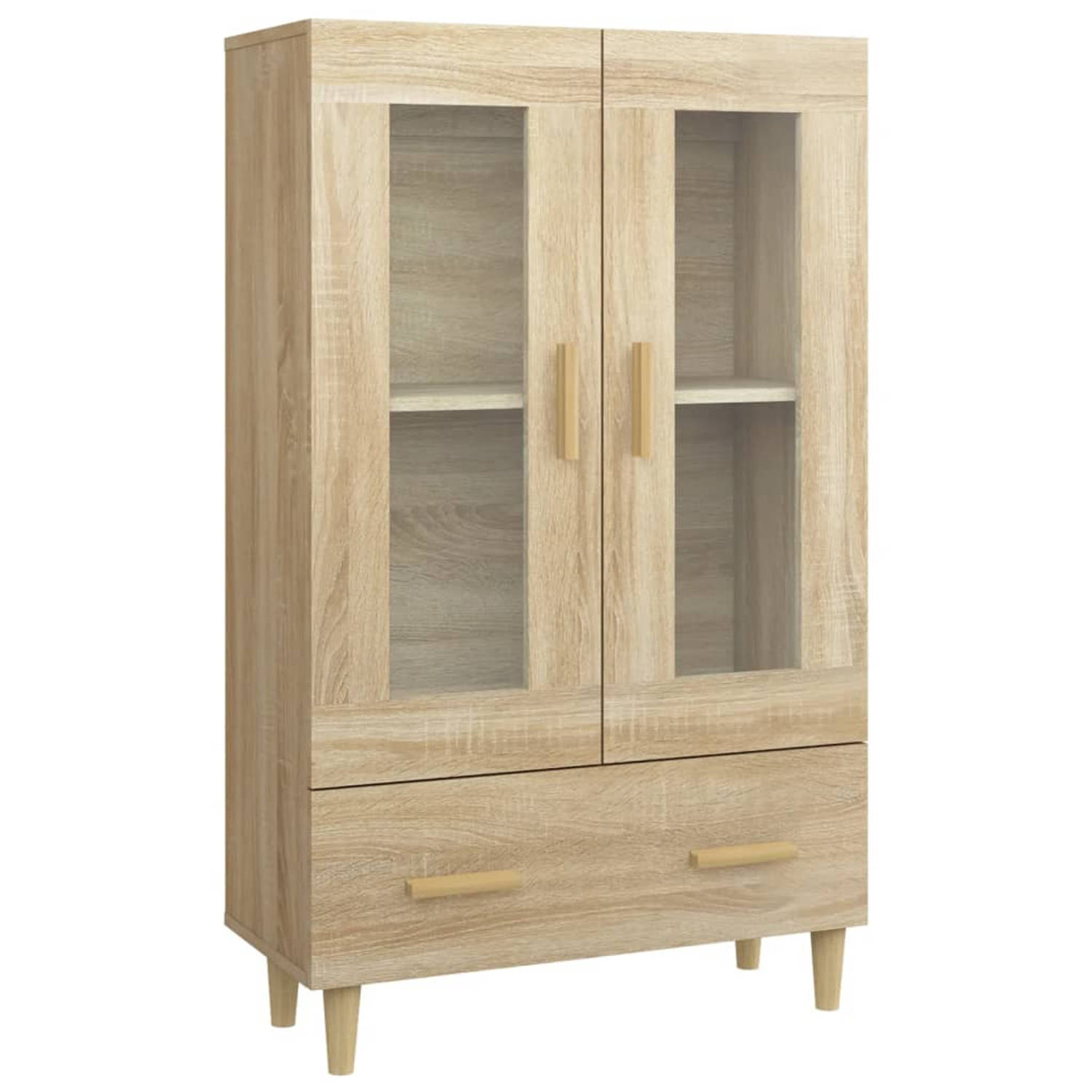 The Living Store Hoge Kast - Sonoma Eiken - 70 x 31 x 115 cm - Bewerkt hout en gehard glas