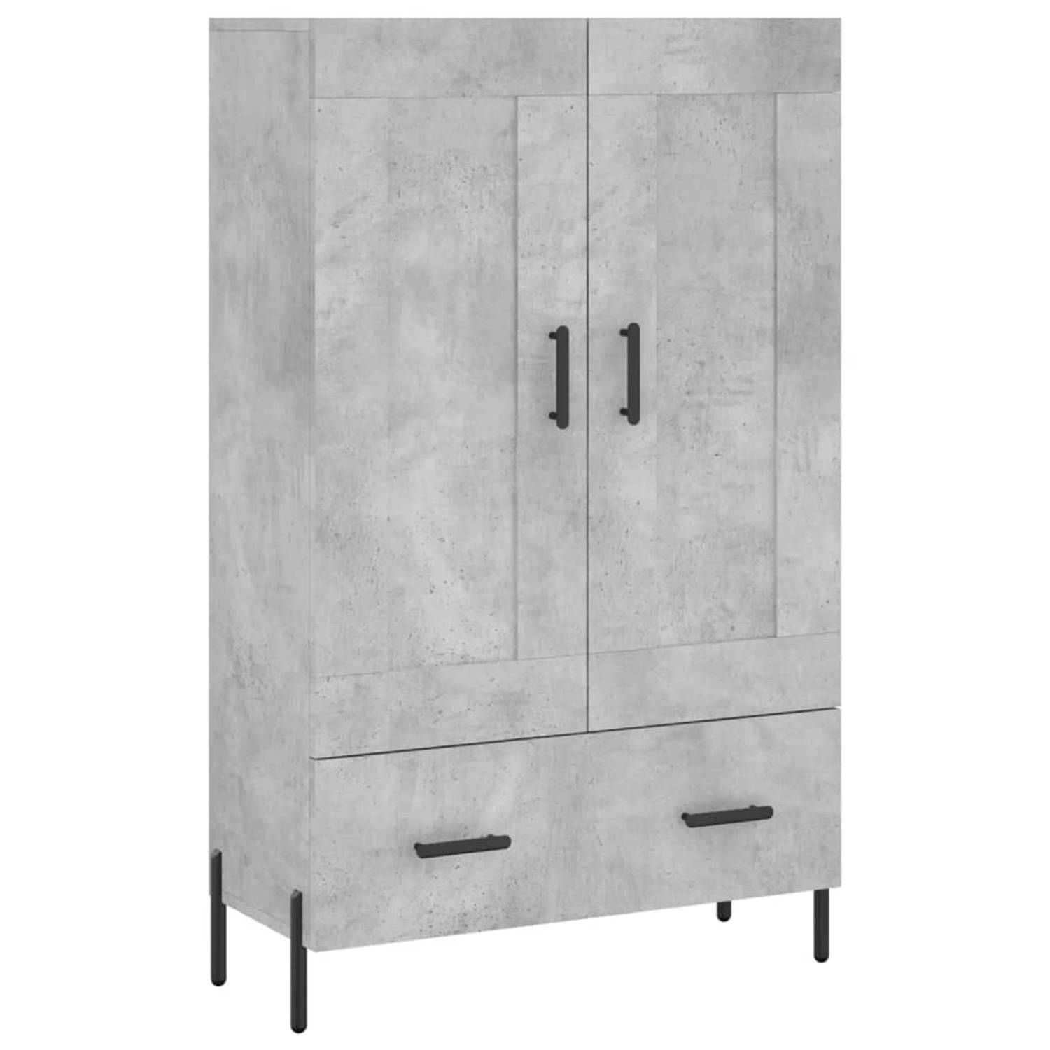 The Living Store Hoge kast - Betongrijs - 69.5 x 31 x 115 cm - Duurzaam materiaal