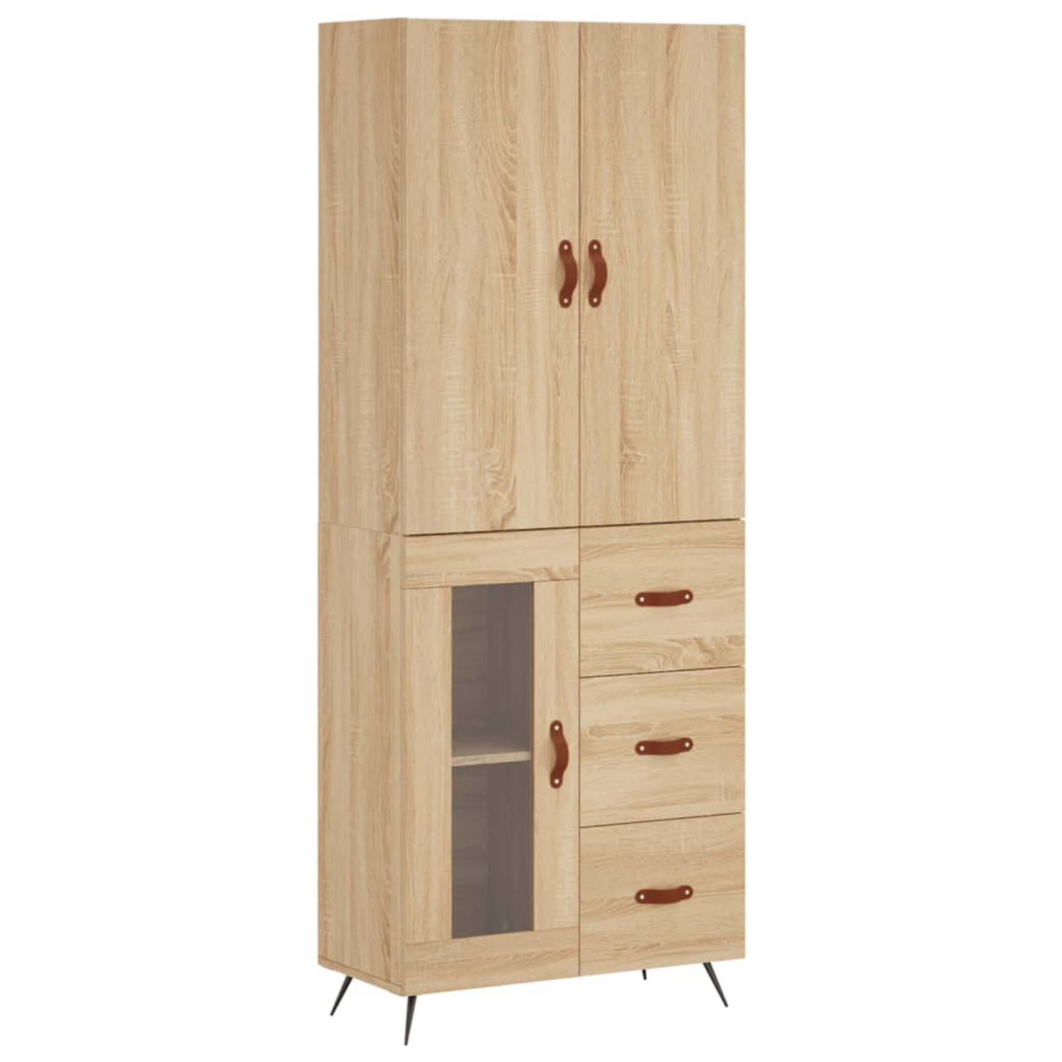 The Living Store Hoge Kast - Sonoma Eiken - 69.5 x 34 x 180 cm - Duurzaam materiaal