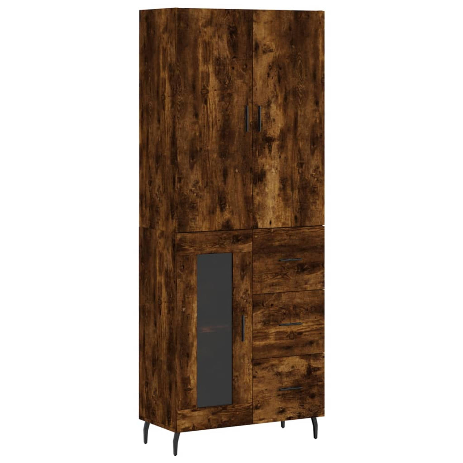 The Living Store Opbergkast - Gerookt Eiken - 69.5 x 34 x 180 cm - Duurzaam Materiaal