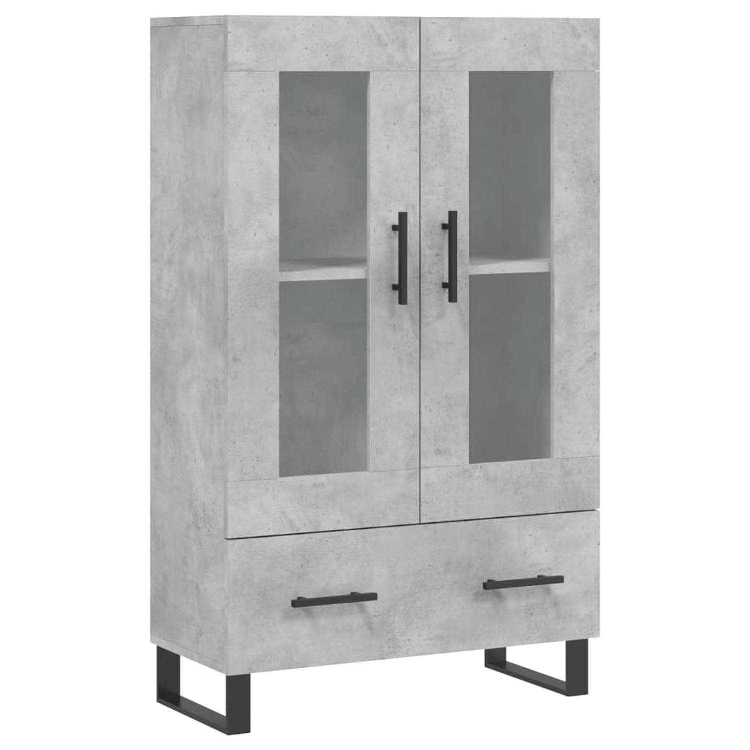 The Living Store Hoge Kast Buffetkast - 69.5x31x115cm - Betongrijs