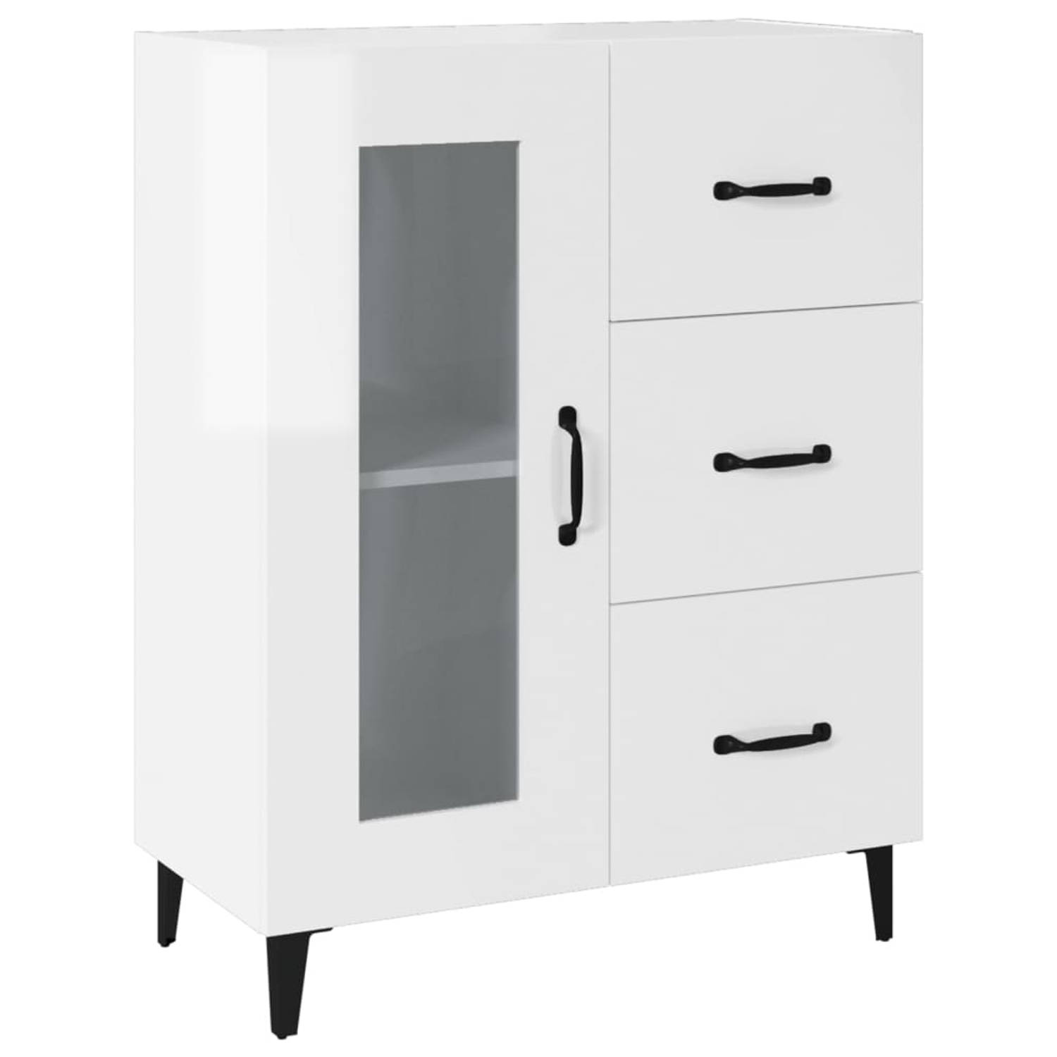 The Living Store Dressoir - Kast - 69.5 x 34 x 90 cm - Hoogglans wit