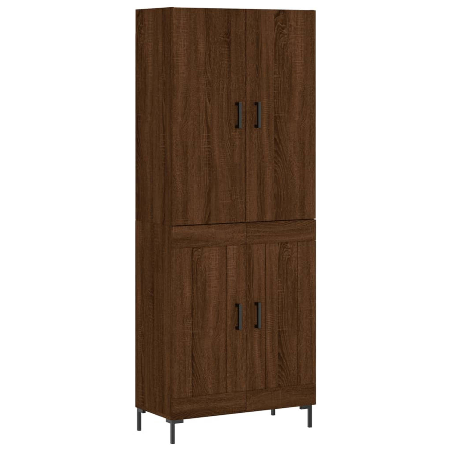 The Living Store Hoge Kast - Bewerkt Hout - Bruineiken - 69.5 x 34 x 180 cm