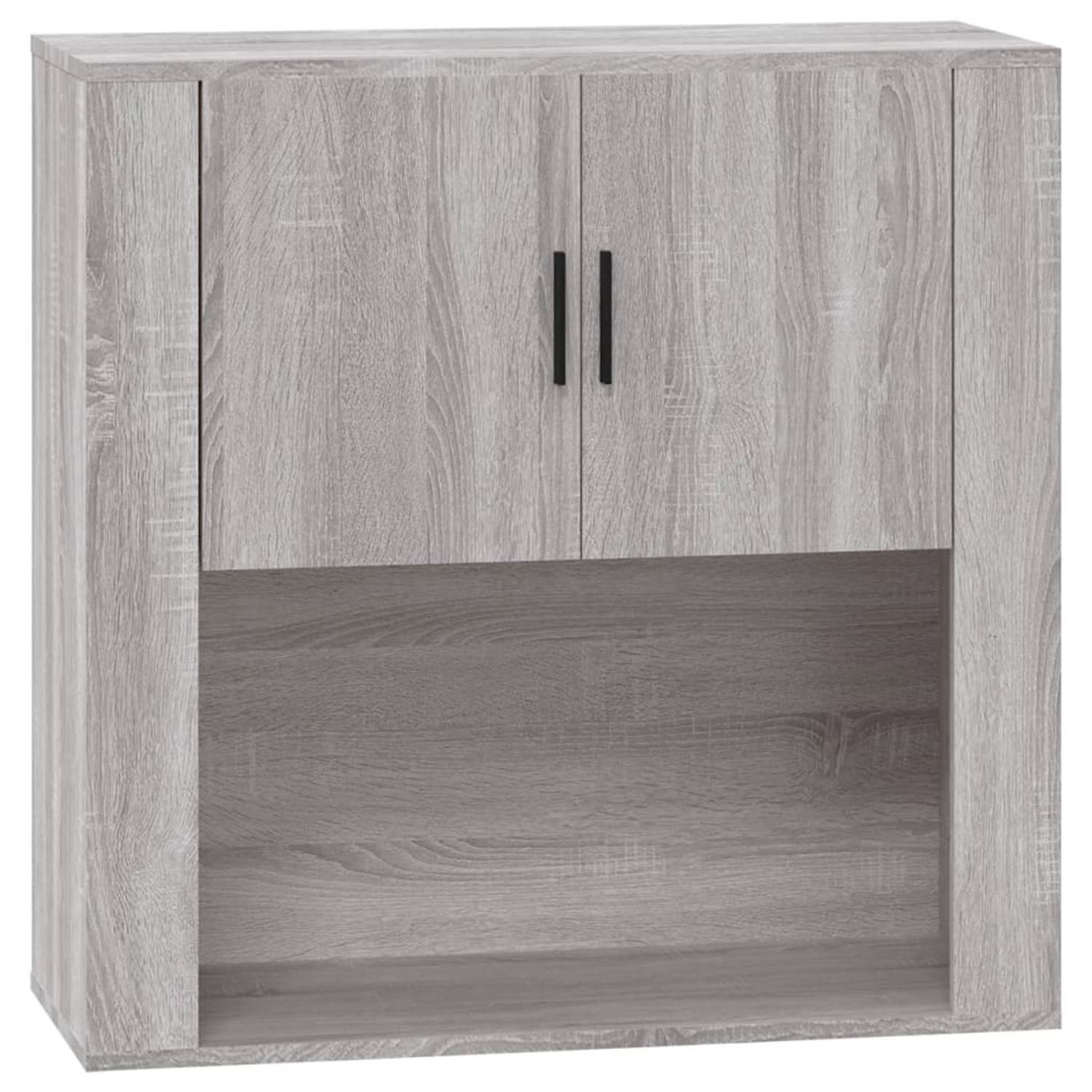 The Living Store Hangkast Praktisch Bewerkt Hout - 80 x 33 x 80 cm - Grijs Sonoma Eiken