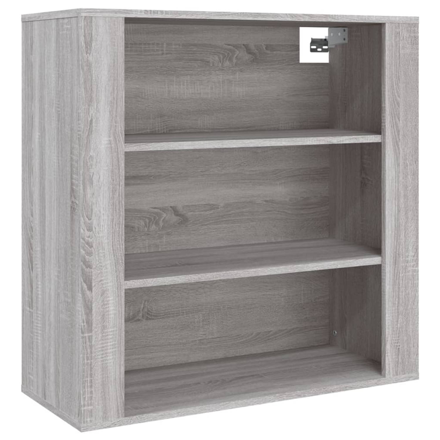 The Living Store Wandkast 80x33x80 cm bewerkt hout grijs sonoma eikenkleurig - Keukenkast