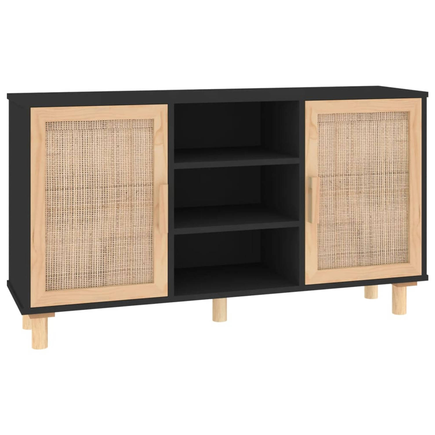 The Living Store Dressoir - Praktisch - Meubel - Afmeting- 105 x 30 x 60 cm - Ken- Duurzaam zwart dressoir