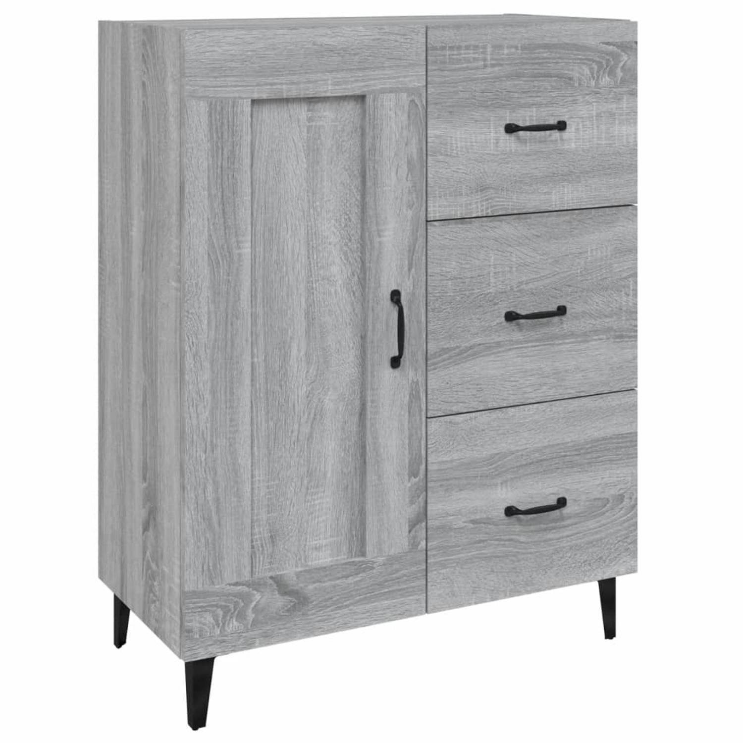 The Living Store Dressoir - Bijzetkast - 69.5 x 34 x 90 cm - Grijs Sonoma Eiken