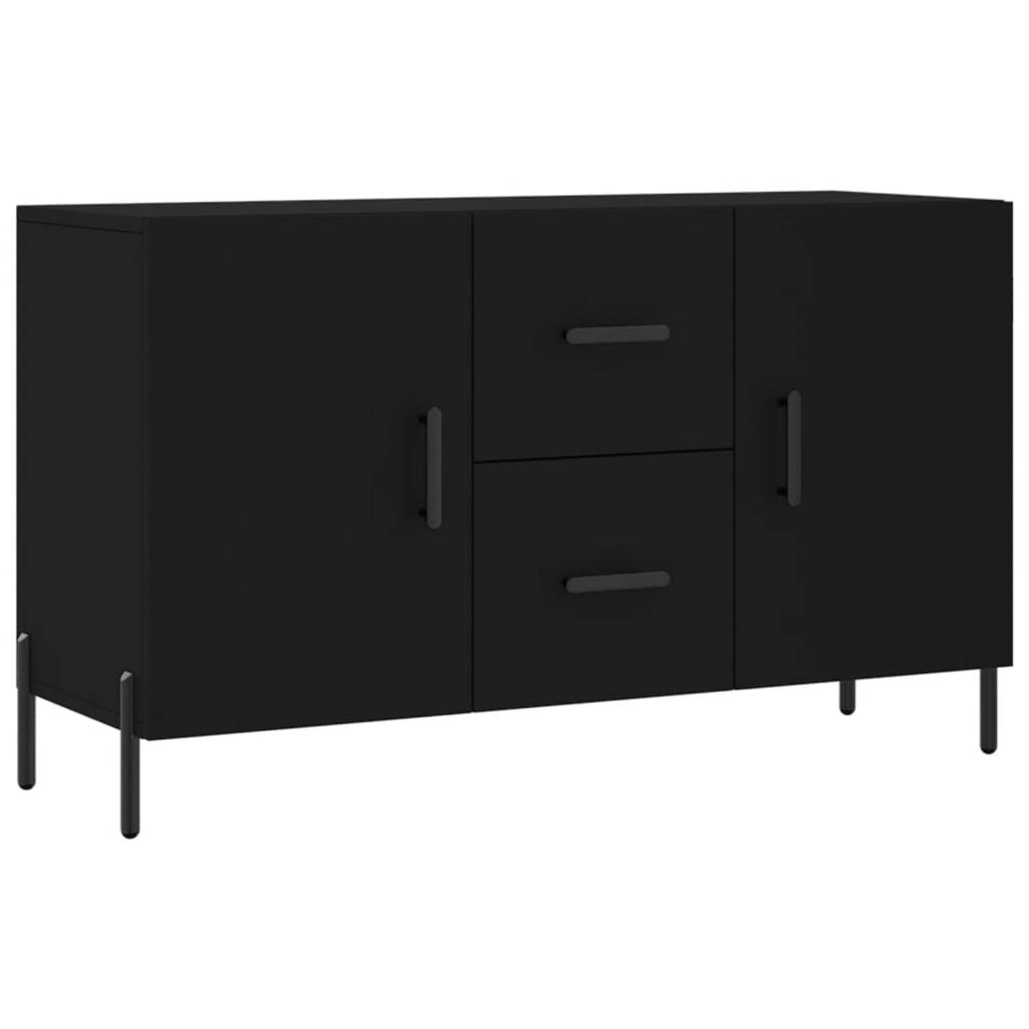 The Living Store Dressoir 100x36x60 cm bewerkt hout zwart - Keukenkast