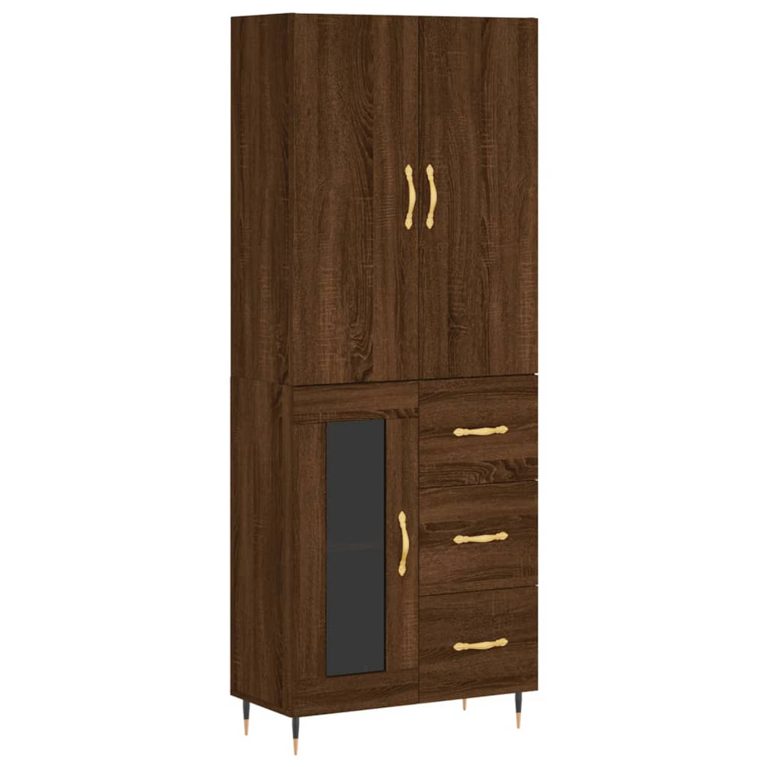 The Living Store Hoge kast - Bruineiken - 69.5 x 34 x 180 cm - Duurzaam materiaal